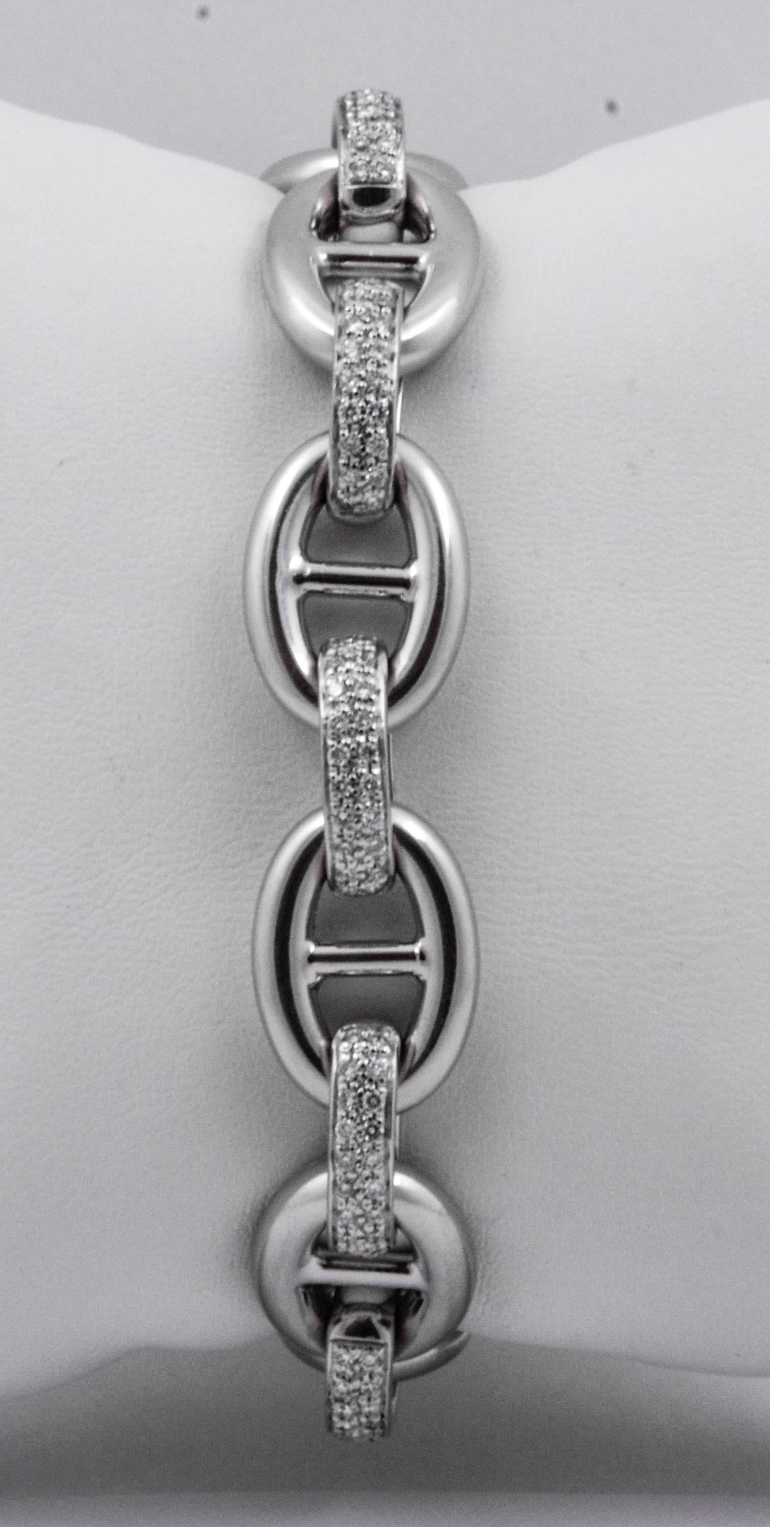 Contemporary Classic Pave Diamond Gold Anchor Link Bracelet