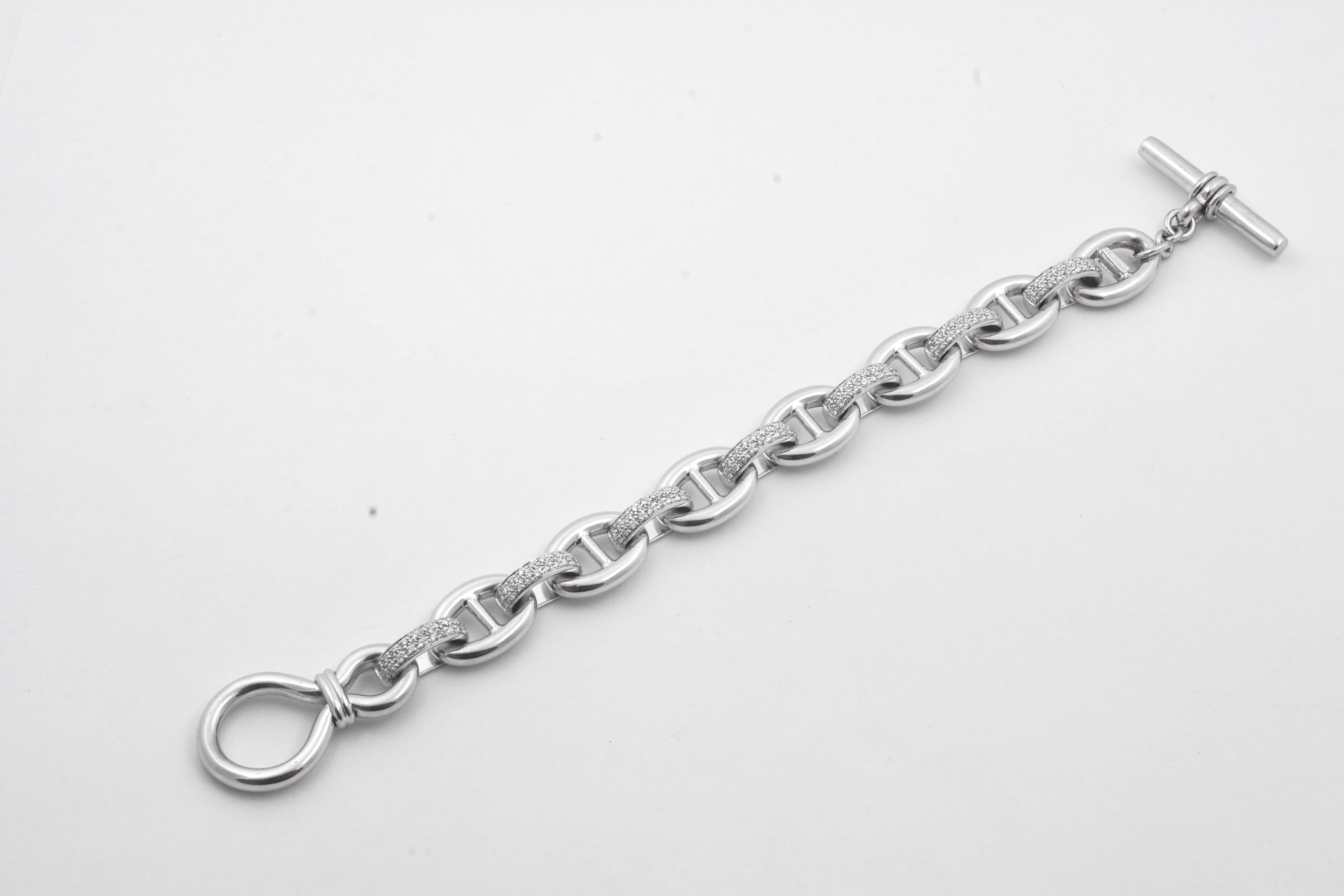 Classic Pave Diamond Gold Anchor Link Bracelet 1