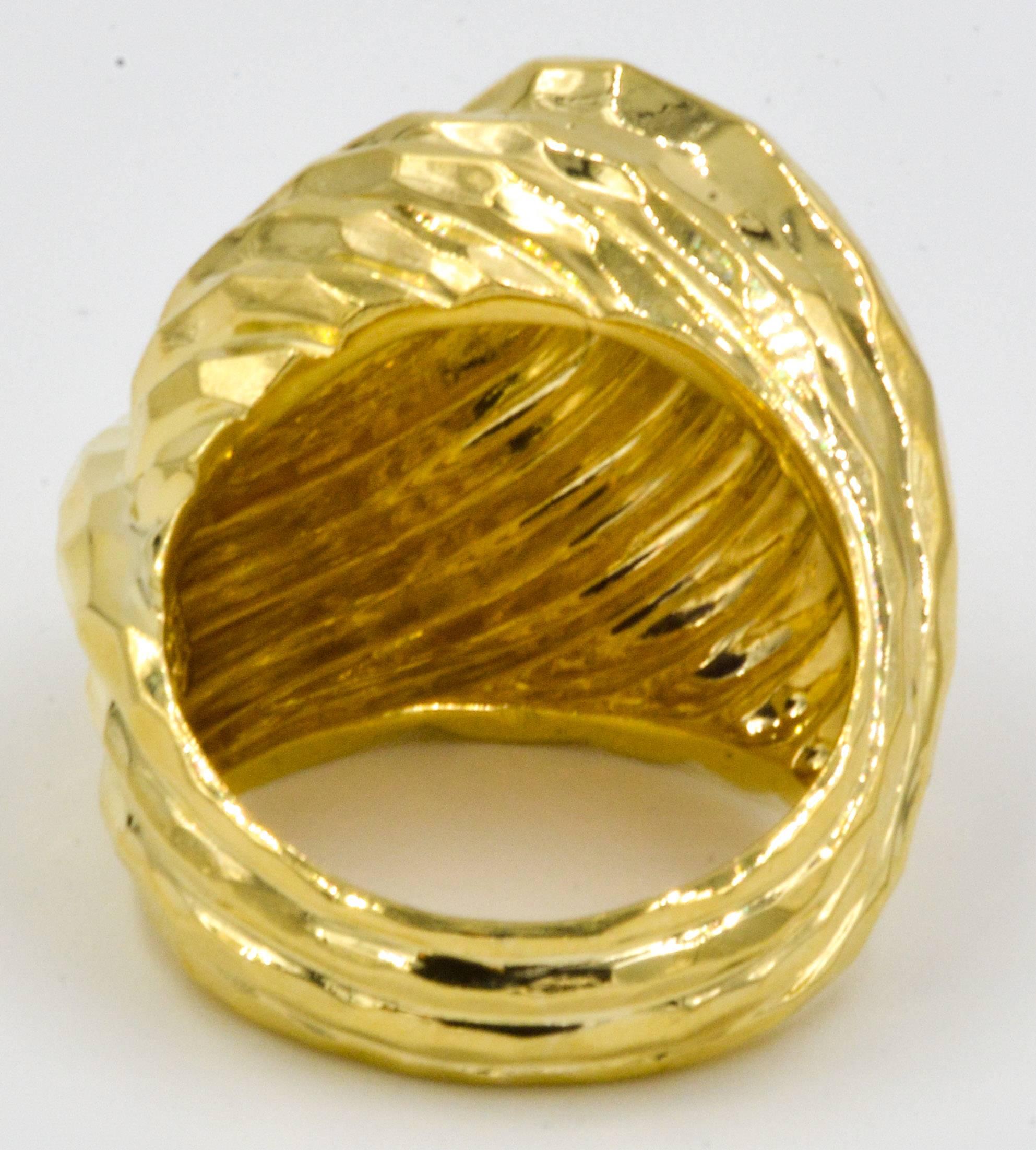 Modern Henry Dunay, 18K Yellow Gold Faceted Knot Ring