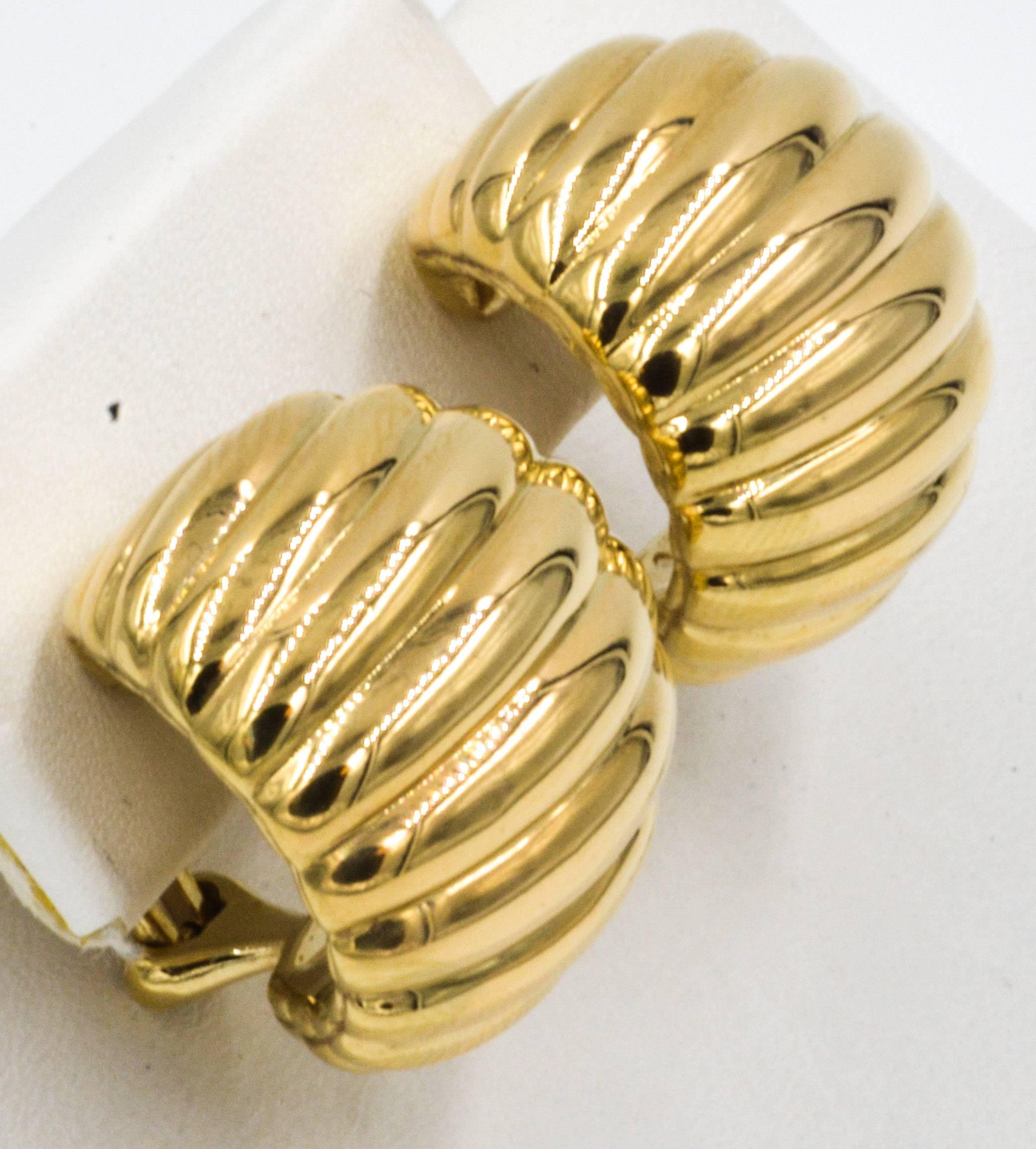 Women's John Hardy Gold Domed Half Hoop Earrings