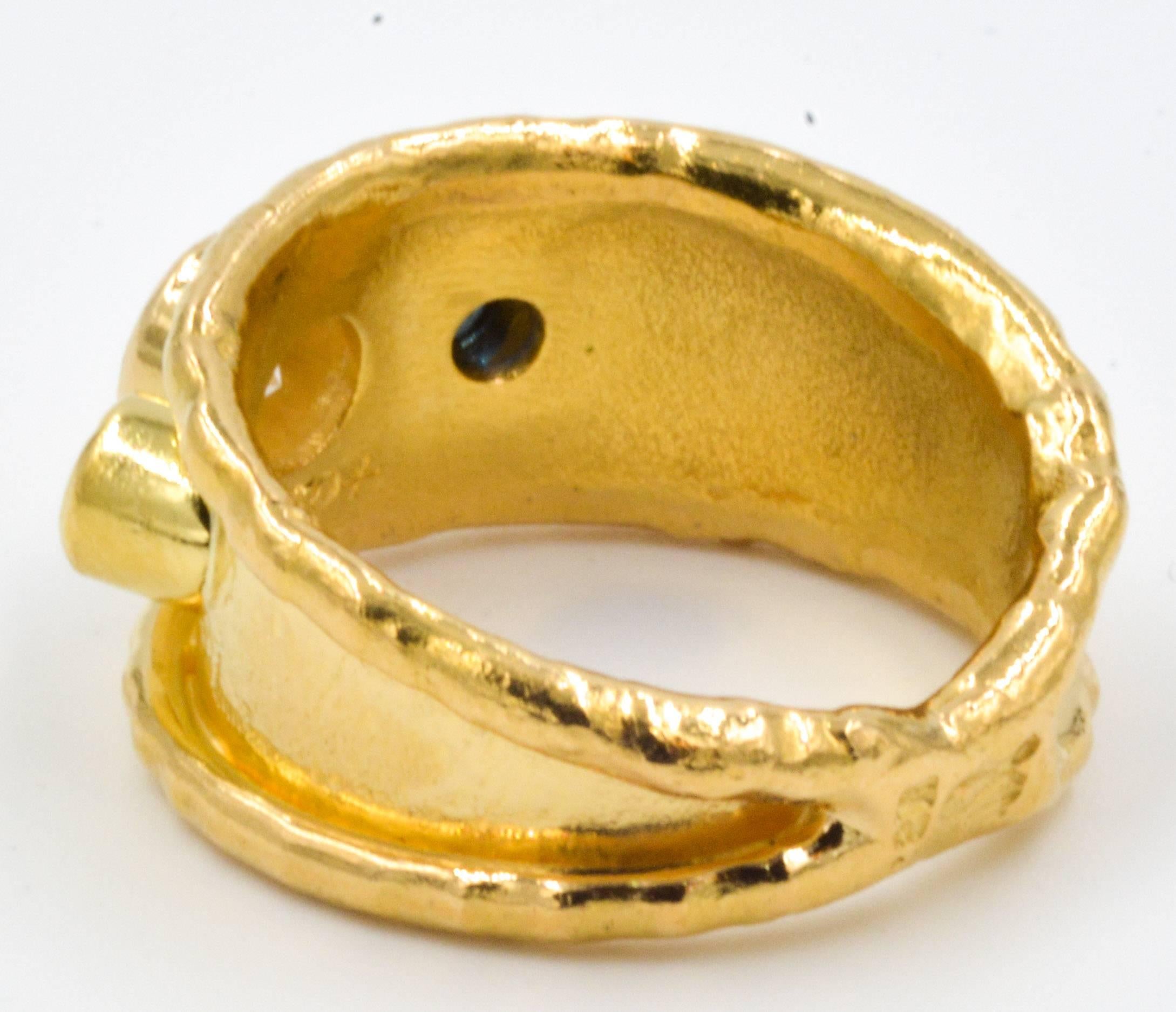 Modern Classic Jean Mahie 22kt Yellow Gold Diamond and Sapphire Ring