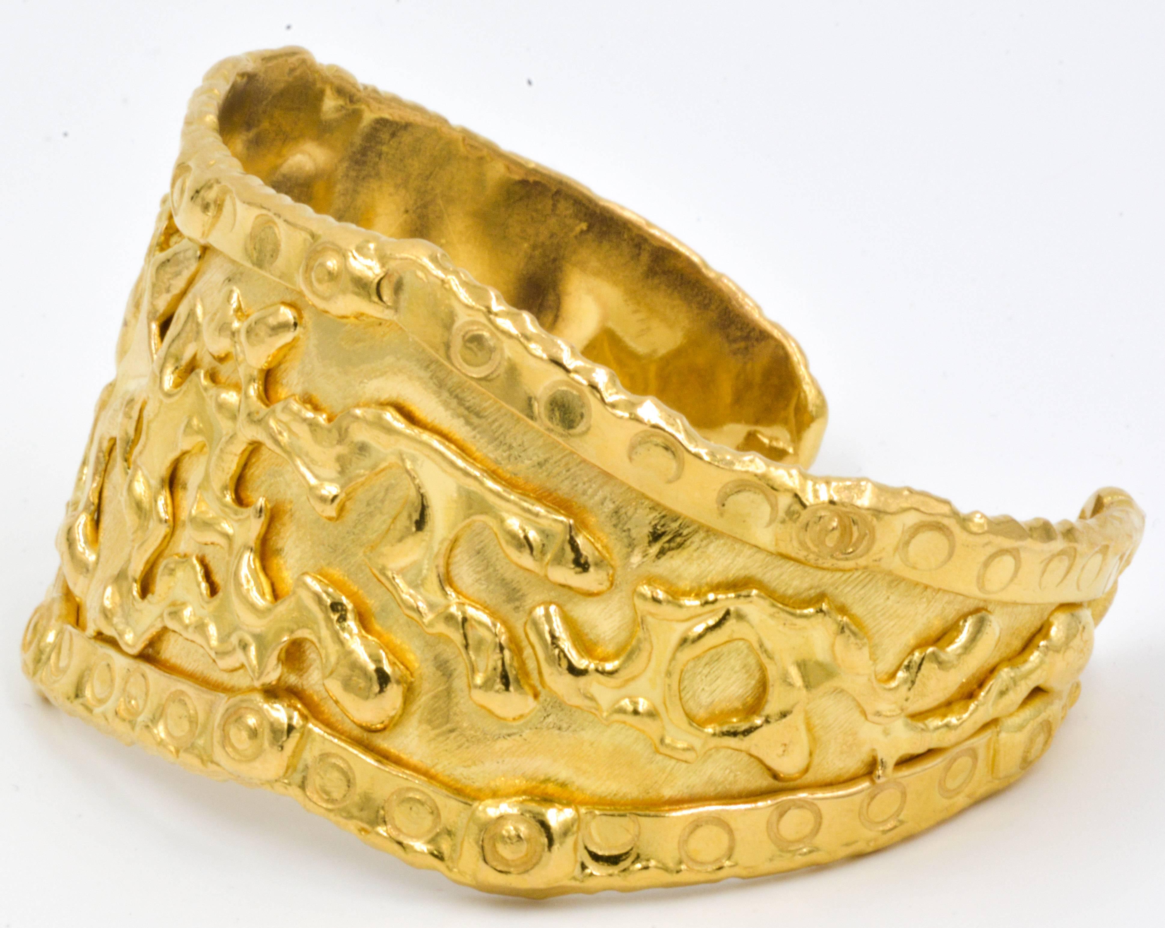 Women's or Men's Classic Jean Mahie Gold Cuff Bracelet