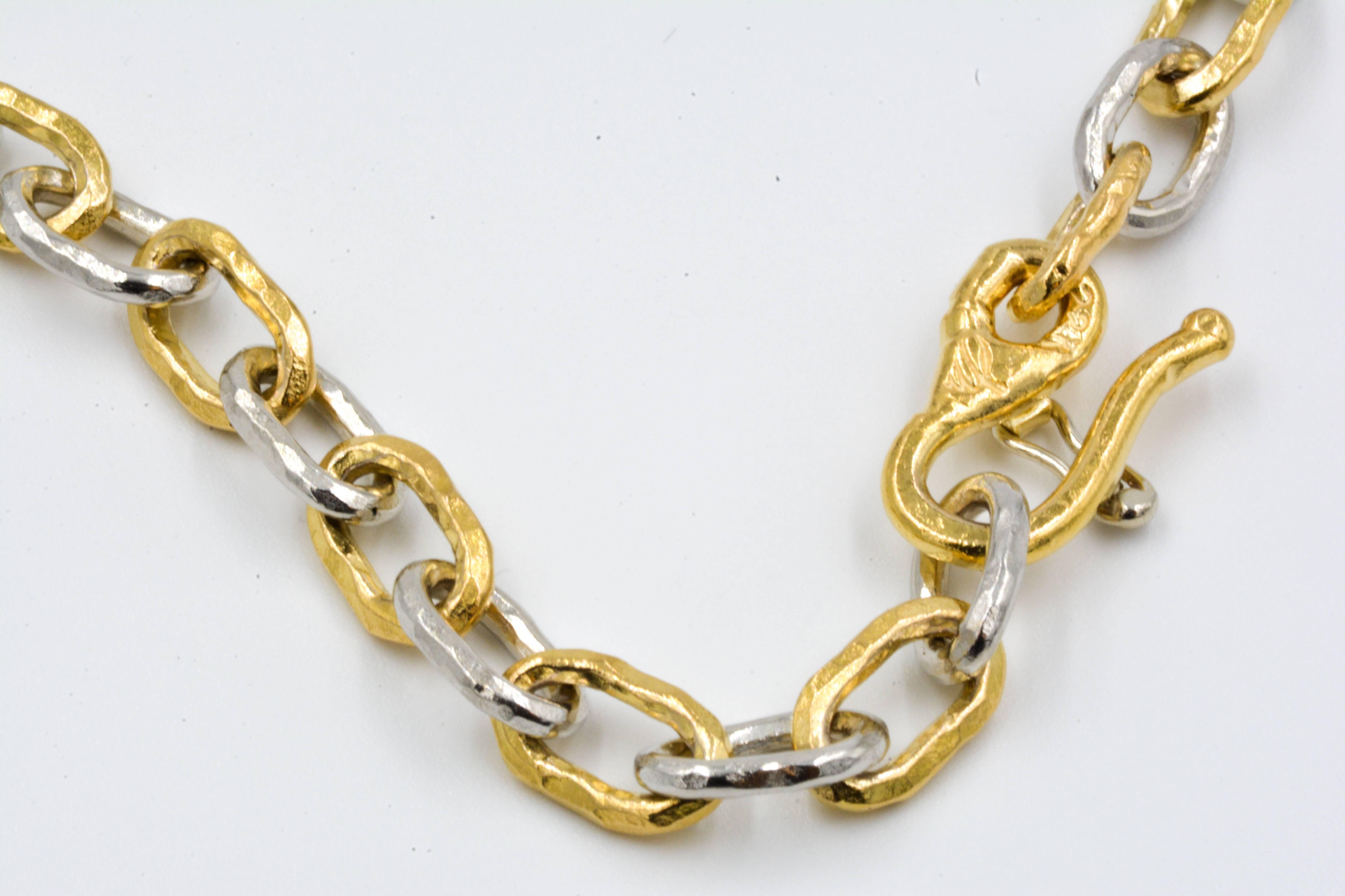 Modern Jean Mahie 22 Karat Gold and Platinum Cadene Chain Bracelet