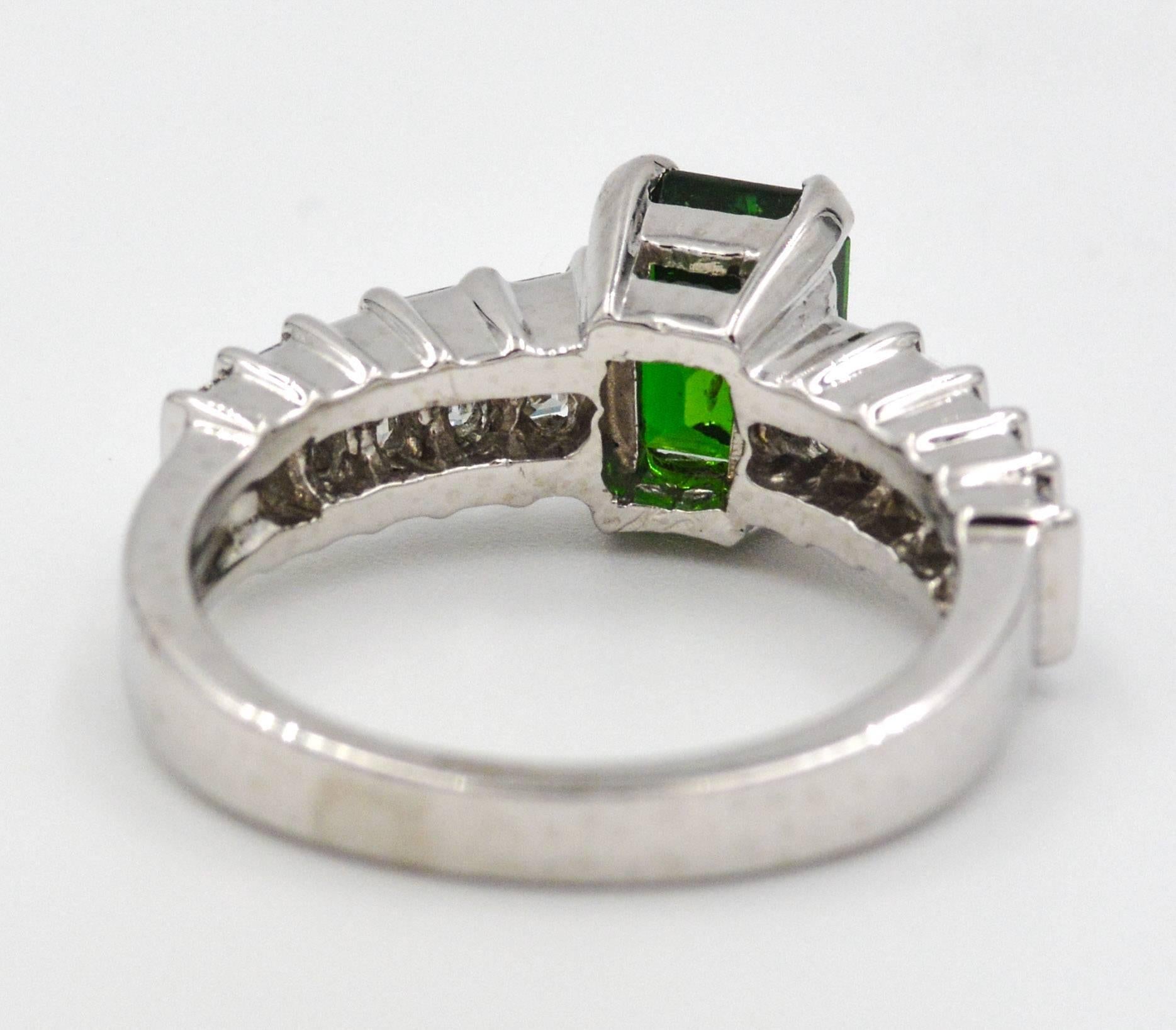 Women's Green Tourmaline 1.06 Carat Diamond Platinum Ring