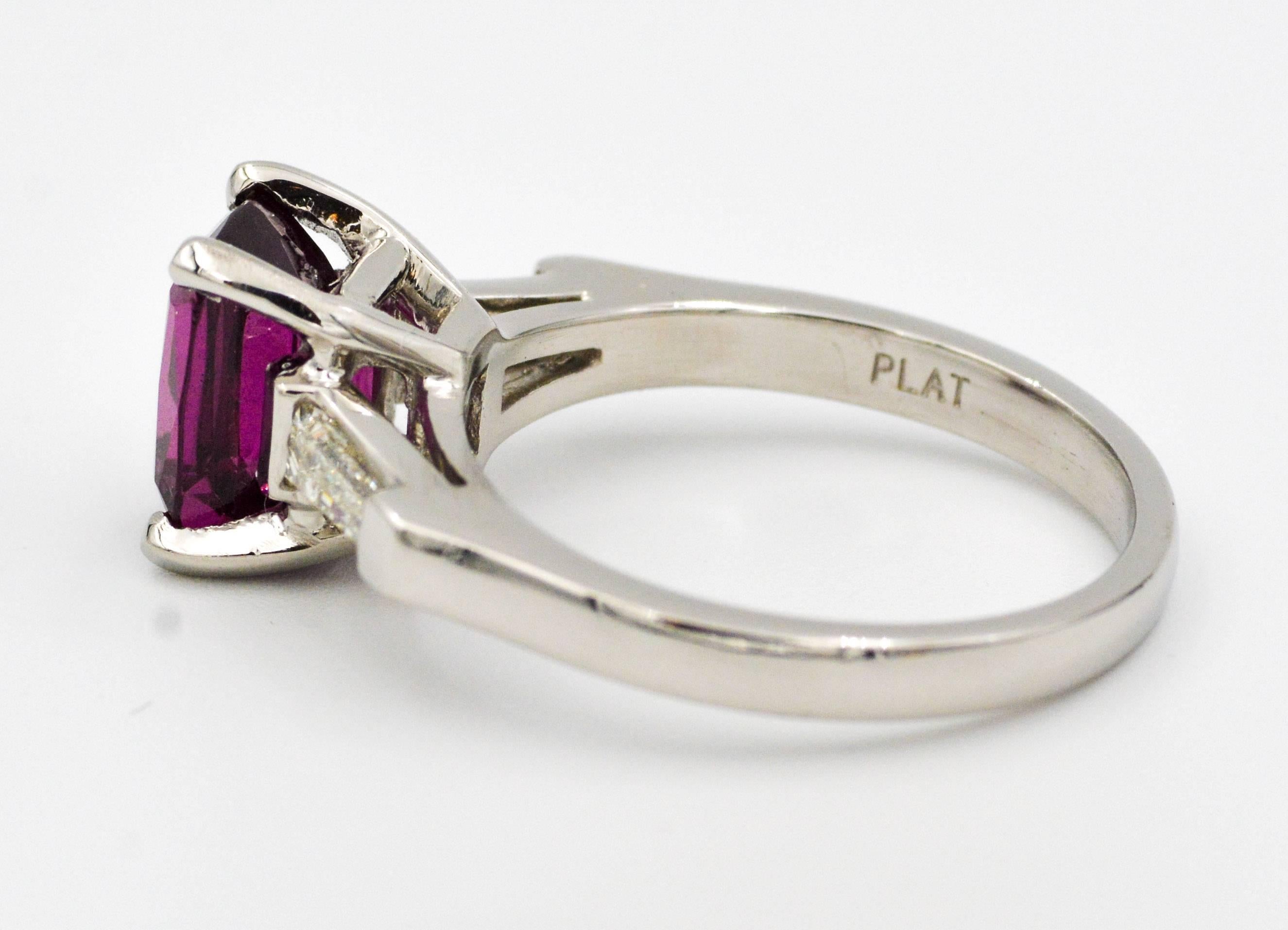 Garnet Diamond Platinum Ring 1