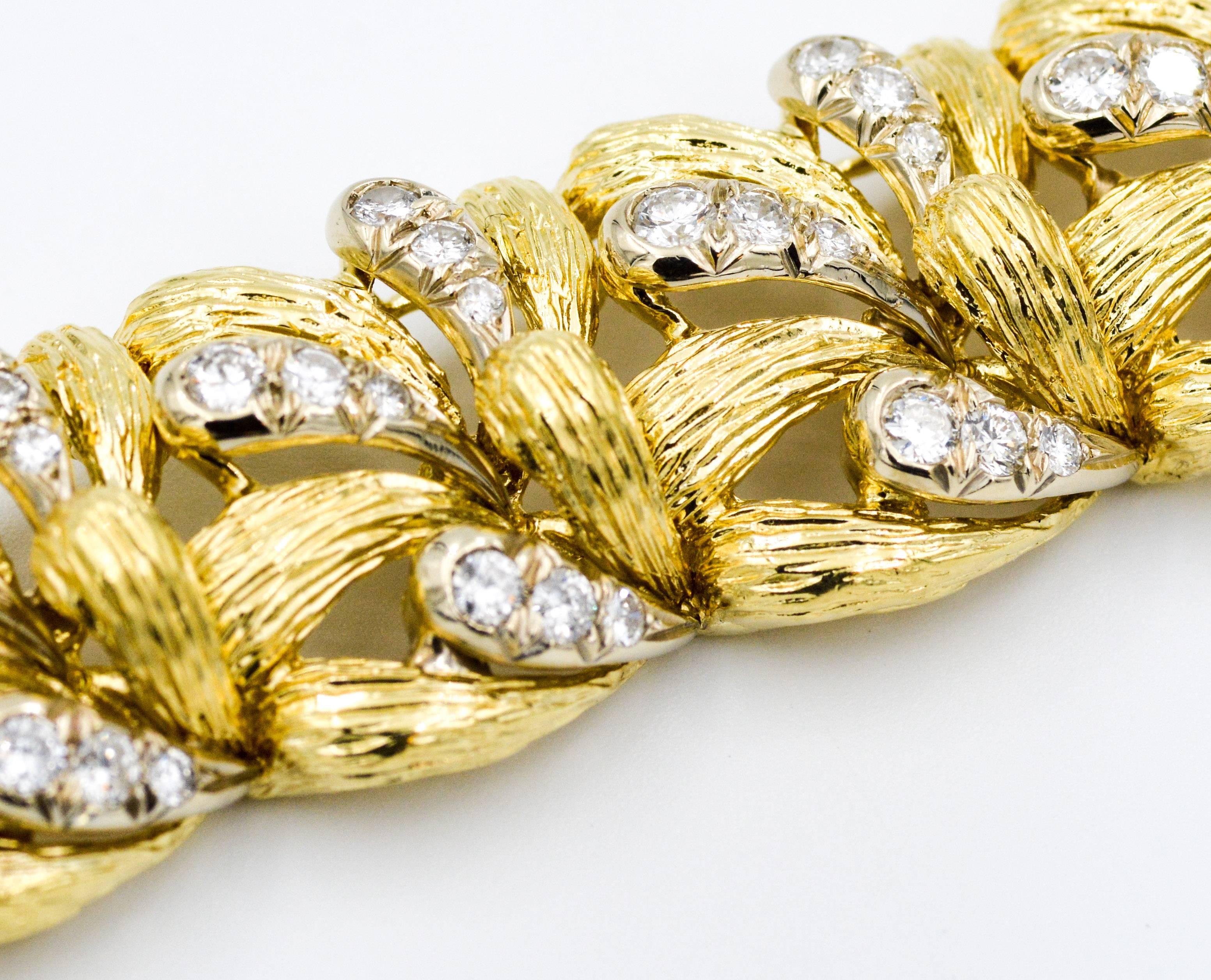 Women's or Men's 1.25 Carat Diamond 18 Karat Yellow Gold Bracelet