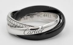 Klassischer Cartier Trinity Diamant Keramik Gold Rolling Ring