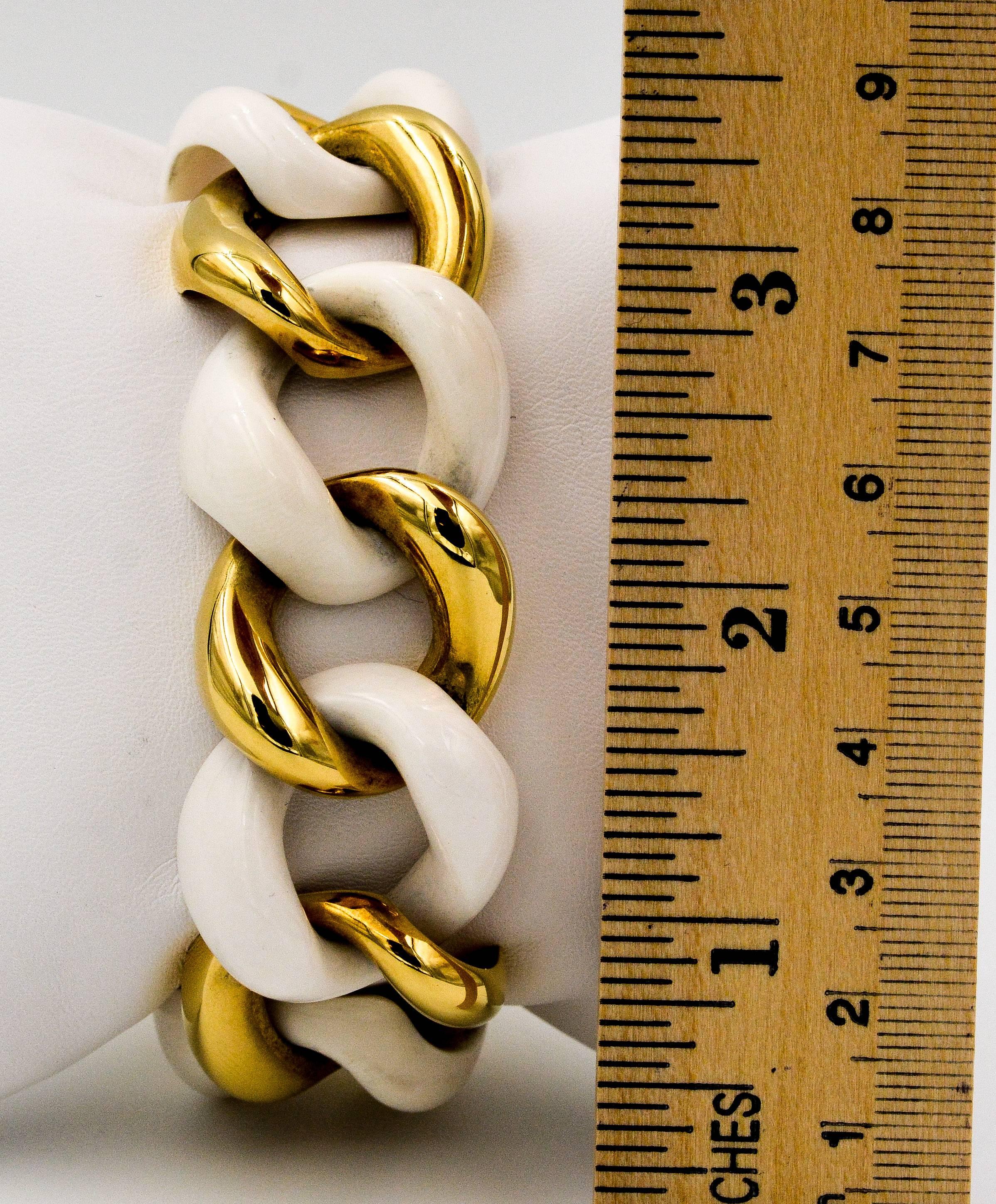 Modern Seaman Schepps Mammoth Tusk Gold Link Bracelet