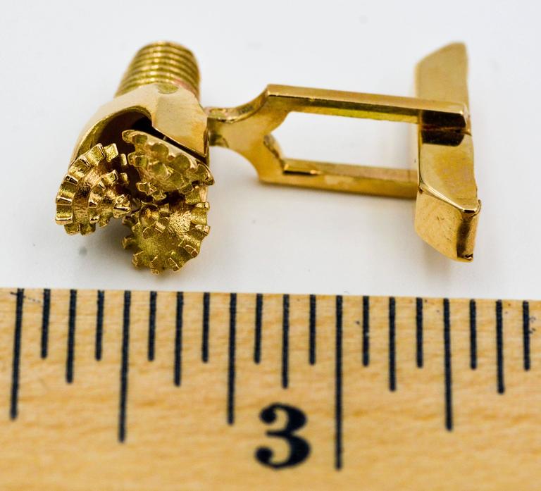 Oil Rig Drill Bit Yellow 14kt Gold Cufflinks at 1stDibs oil rig