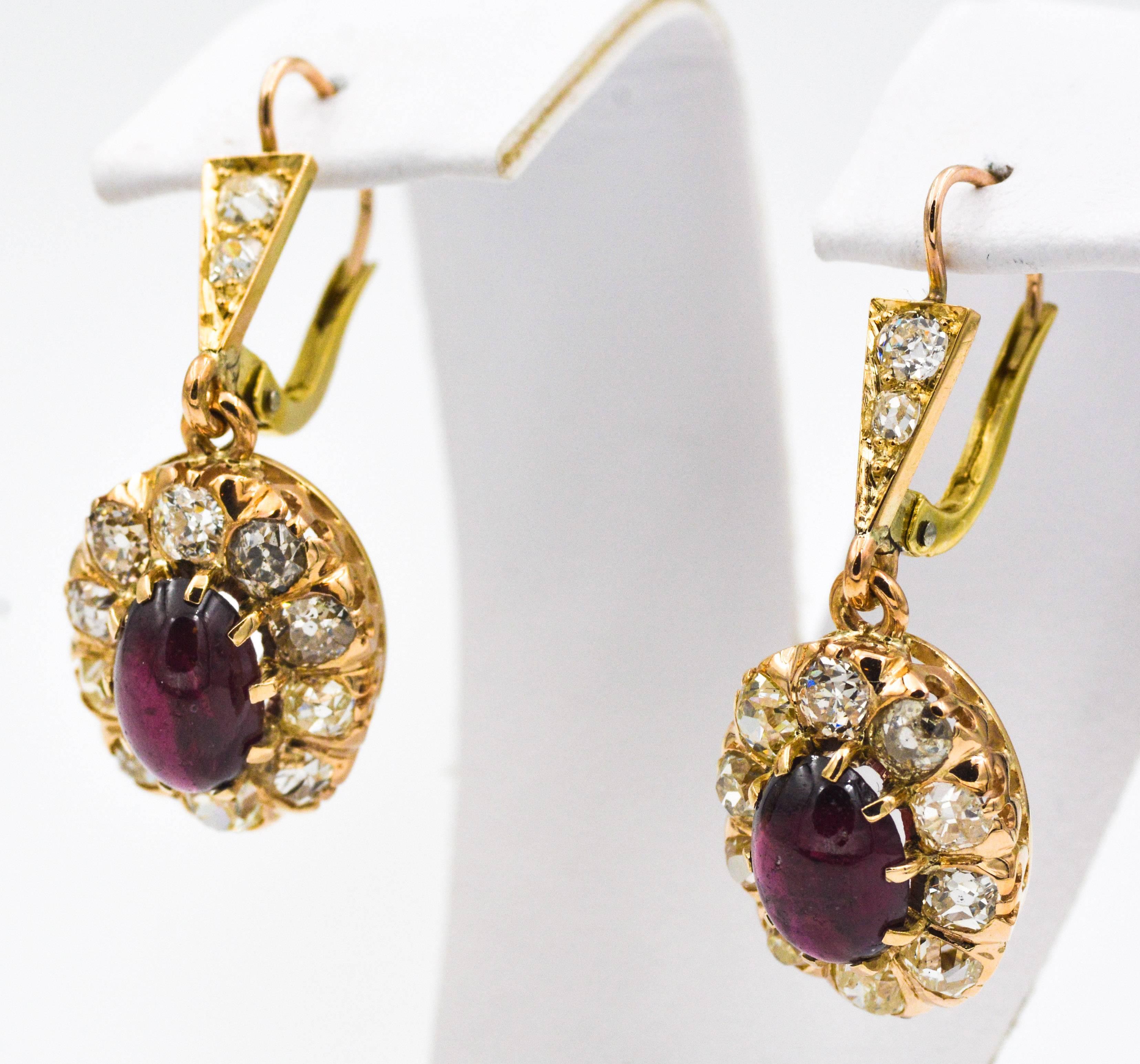 2.65 ct Victorian Diamond and 4 ct Garnet Earrings from Eiseman Jewels 1