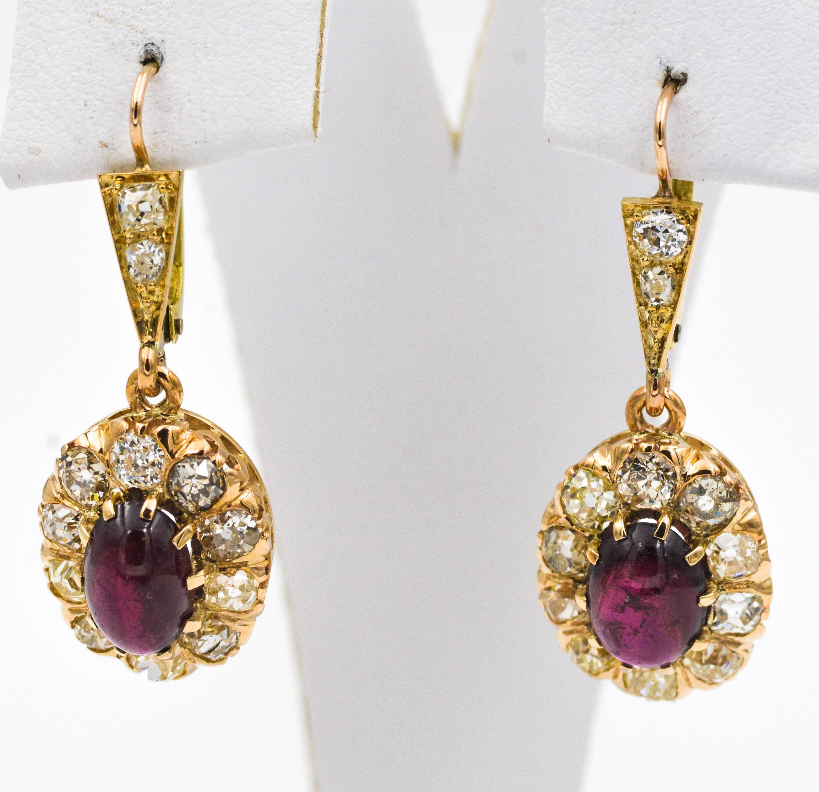 2.65 ct Victorian Diamond and 4 ct Garnet Earrings from Eiseman Jewels 3