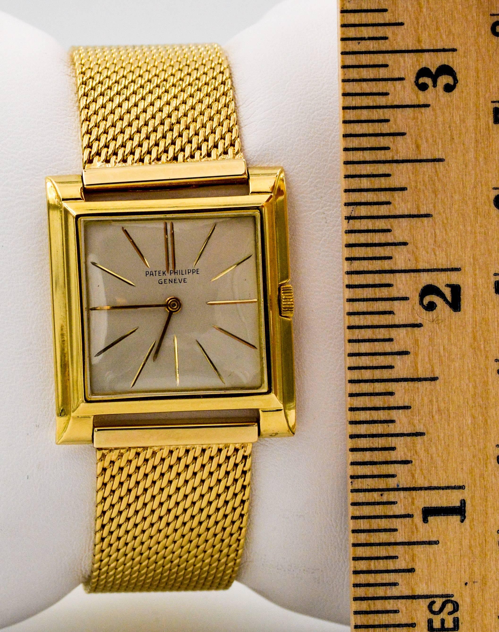 Patek Philippe Yellow Gold Tank Manual Wind Wristwatch 1970s  In Good Condition In Dallas, TX