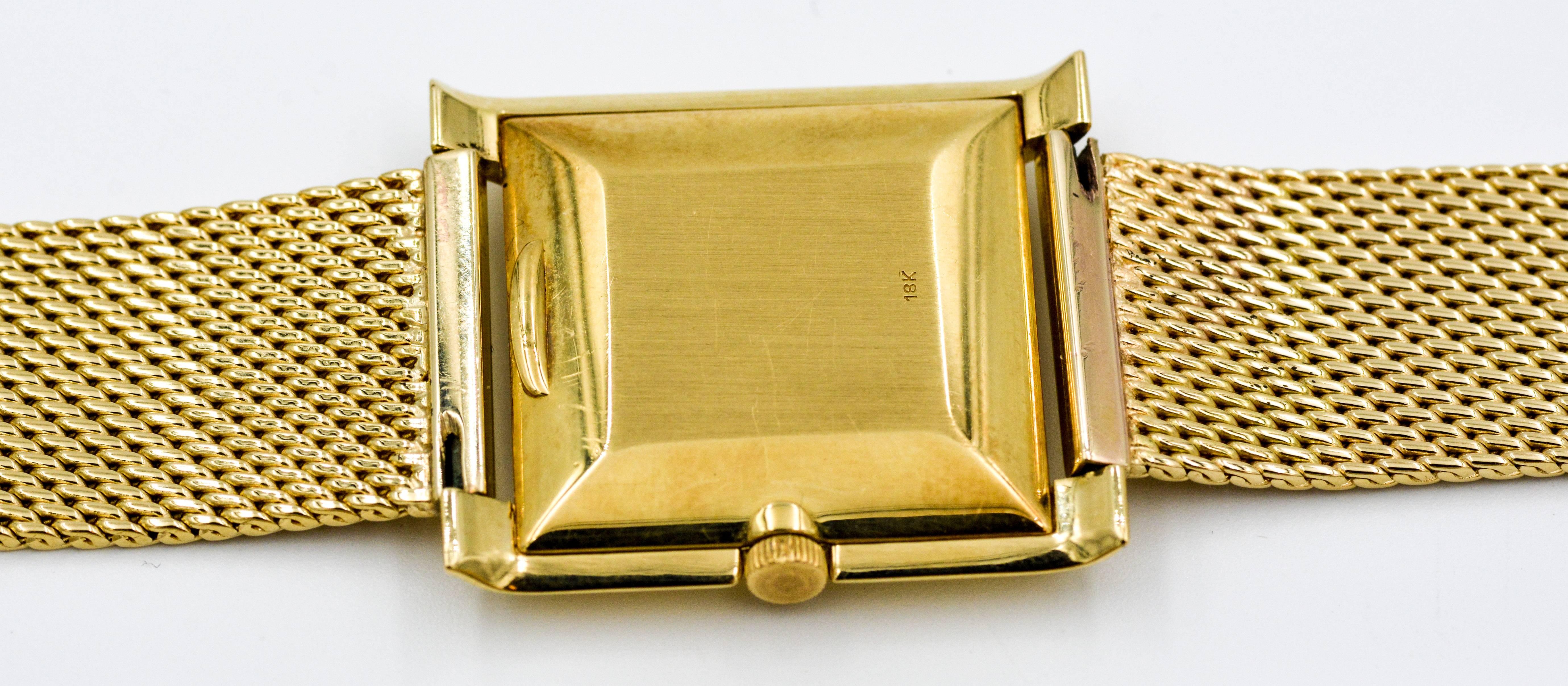 Women's or Men's Patek Philippe Yellow Gold Tank Manual Wind Wristwatch 1970s 