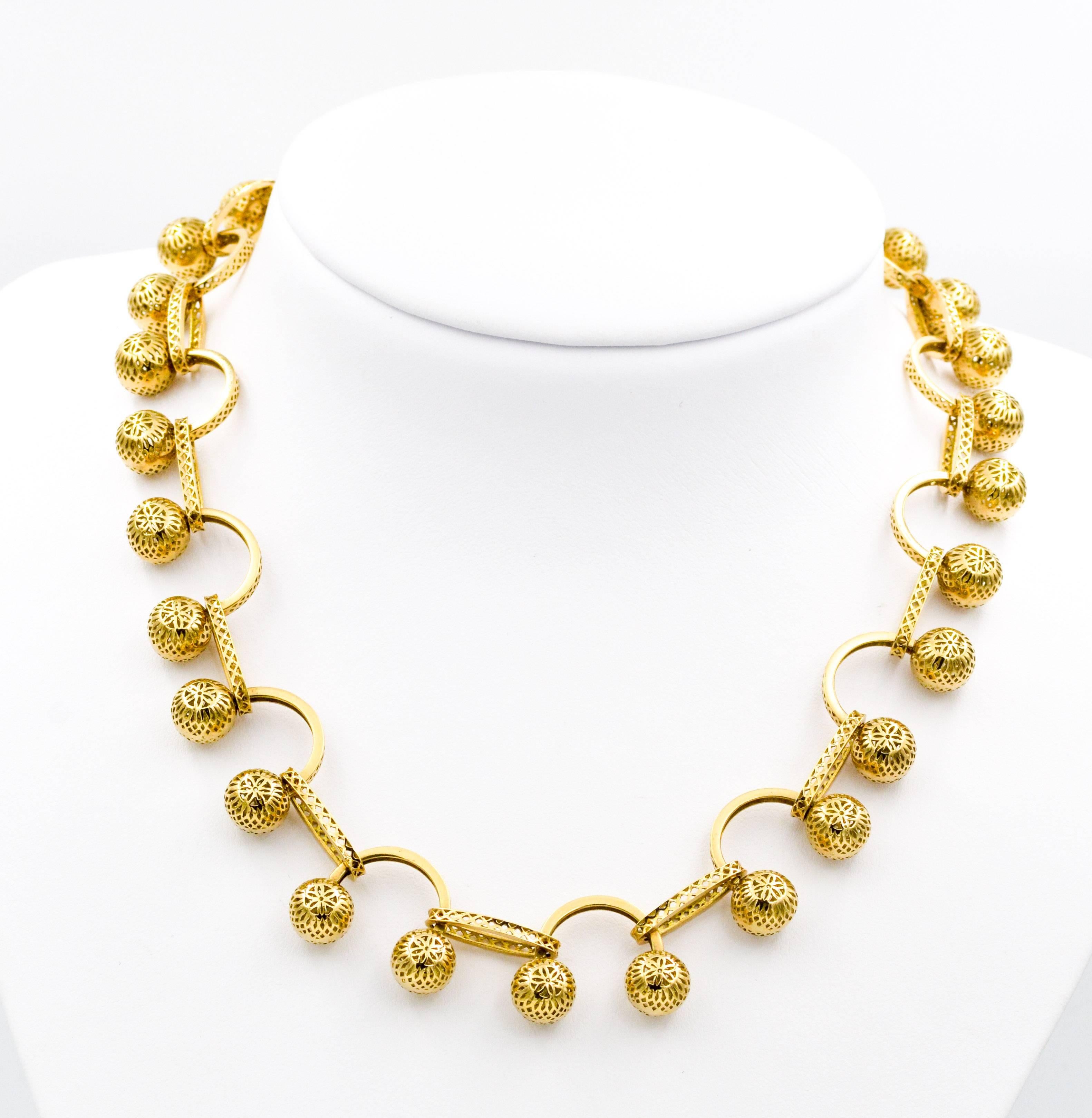 Ray Griffiths 18 Karat Ball and Oval Toggle Necklace 1