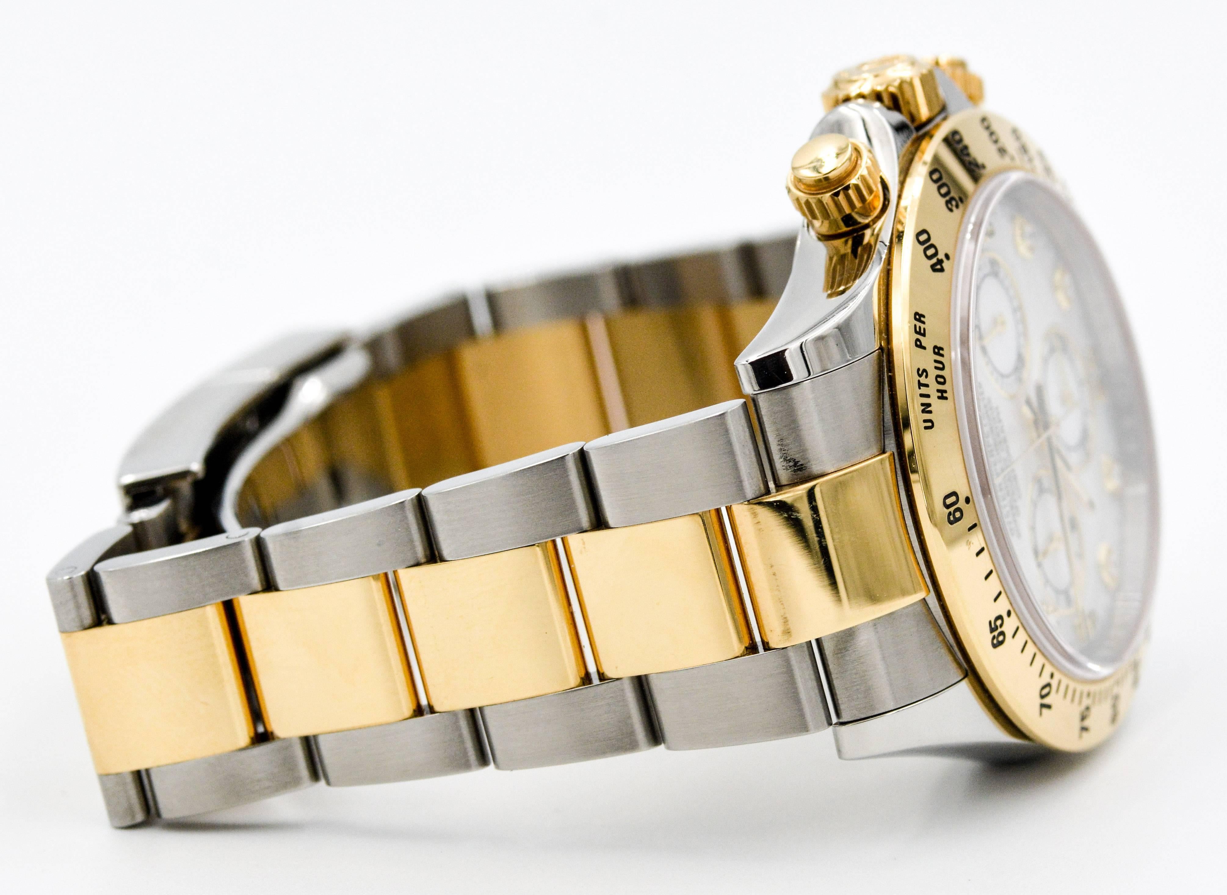 Rolex Yellow Gold Stainless Steel Daytona Mechanical Wristwatch  In Excellent Condition In Dallas, TX