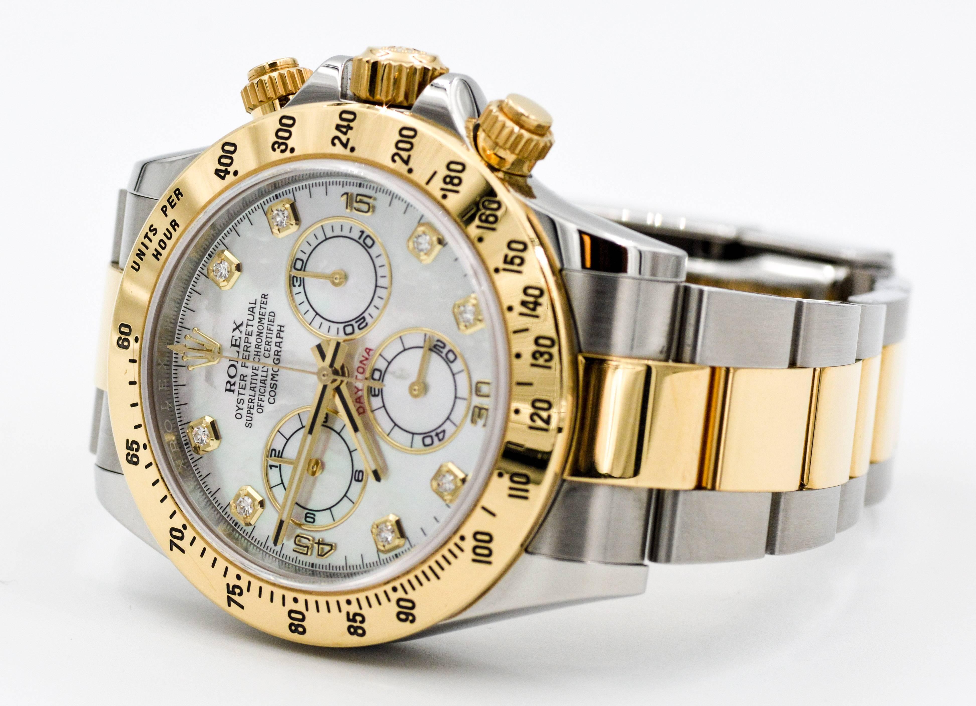Modern Rolex Yellow Gold Stainless Steel Daytona Mechanical Wristwatch 