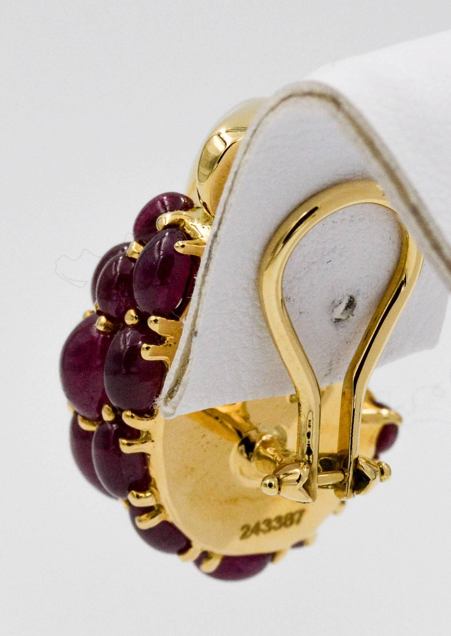 Seaman Schepps Yellow Gold and Ruby Earrings In New Condition In Dallas, TX
