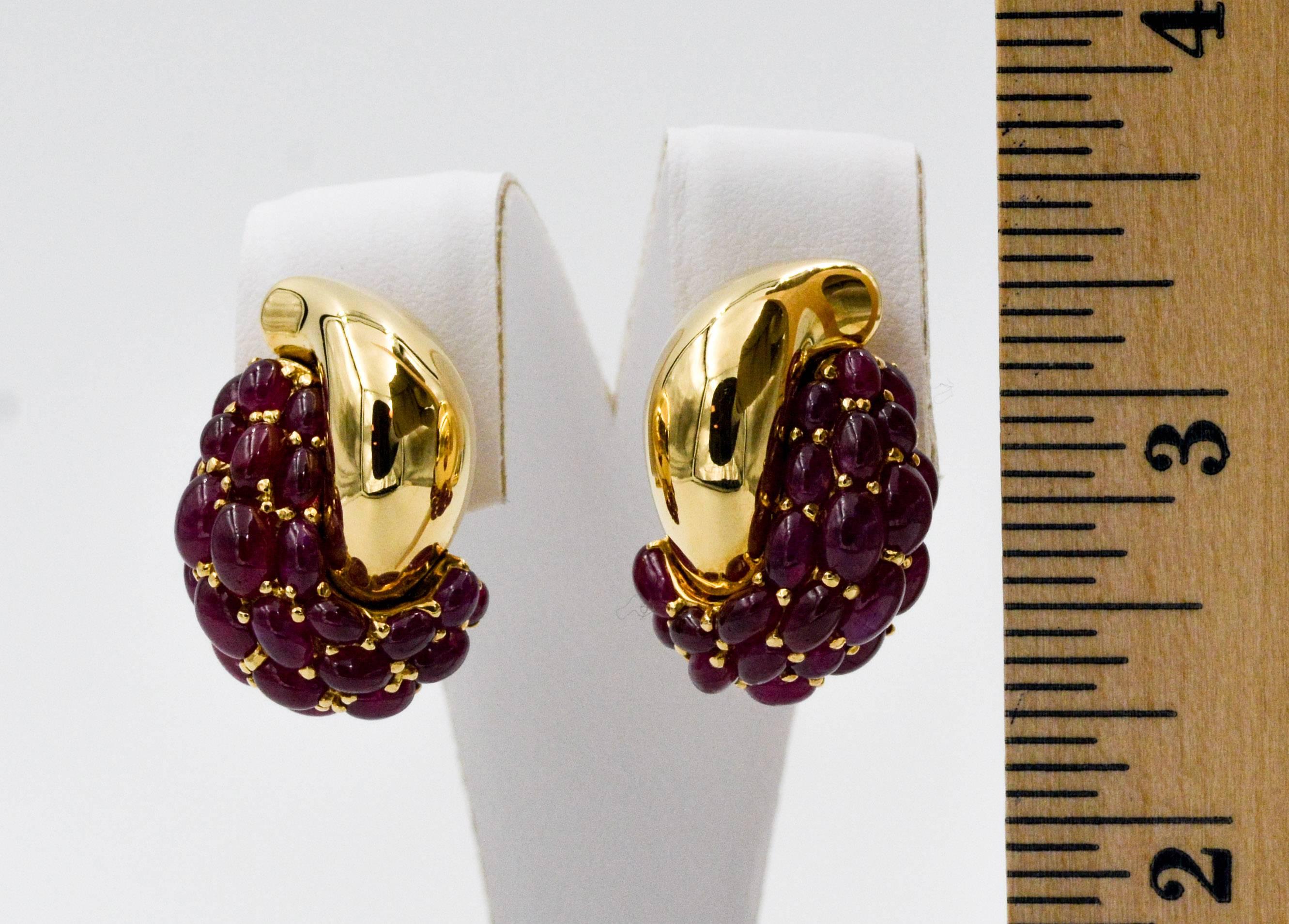 Seaman Schepps Yellow Gold and Ruby Earrings 1
