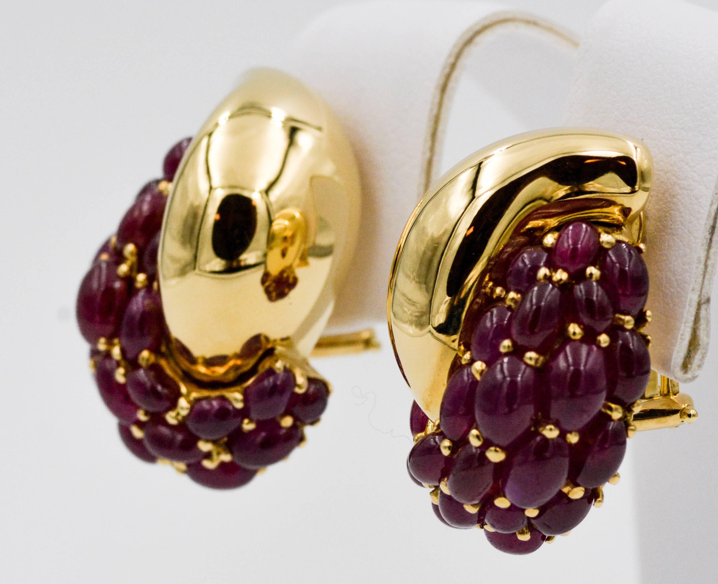 Seaman Schepps Yellow Gold and Ruby Earrings 2