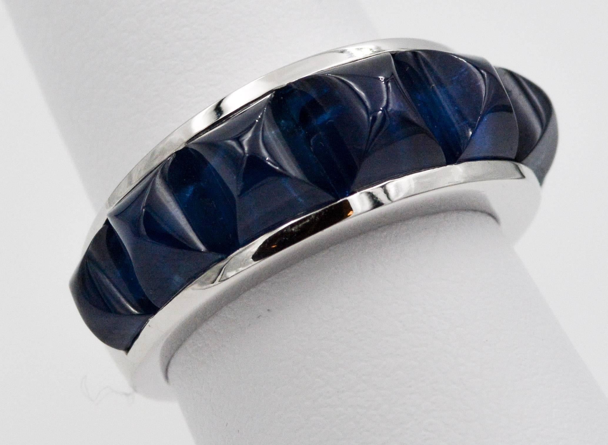 Modern Seaman Schepps Portofino Blue Sapphire White Gold Ring