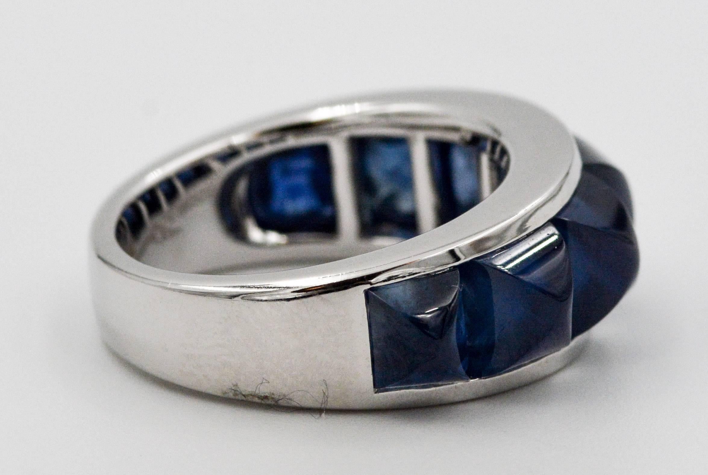 Seaman Schepps Portofino Blue Sapphire White Gold Ring In New Condition In Dallas, TX