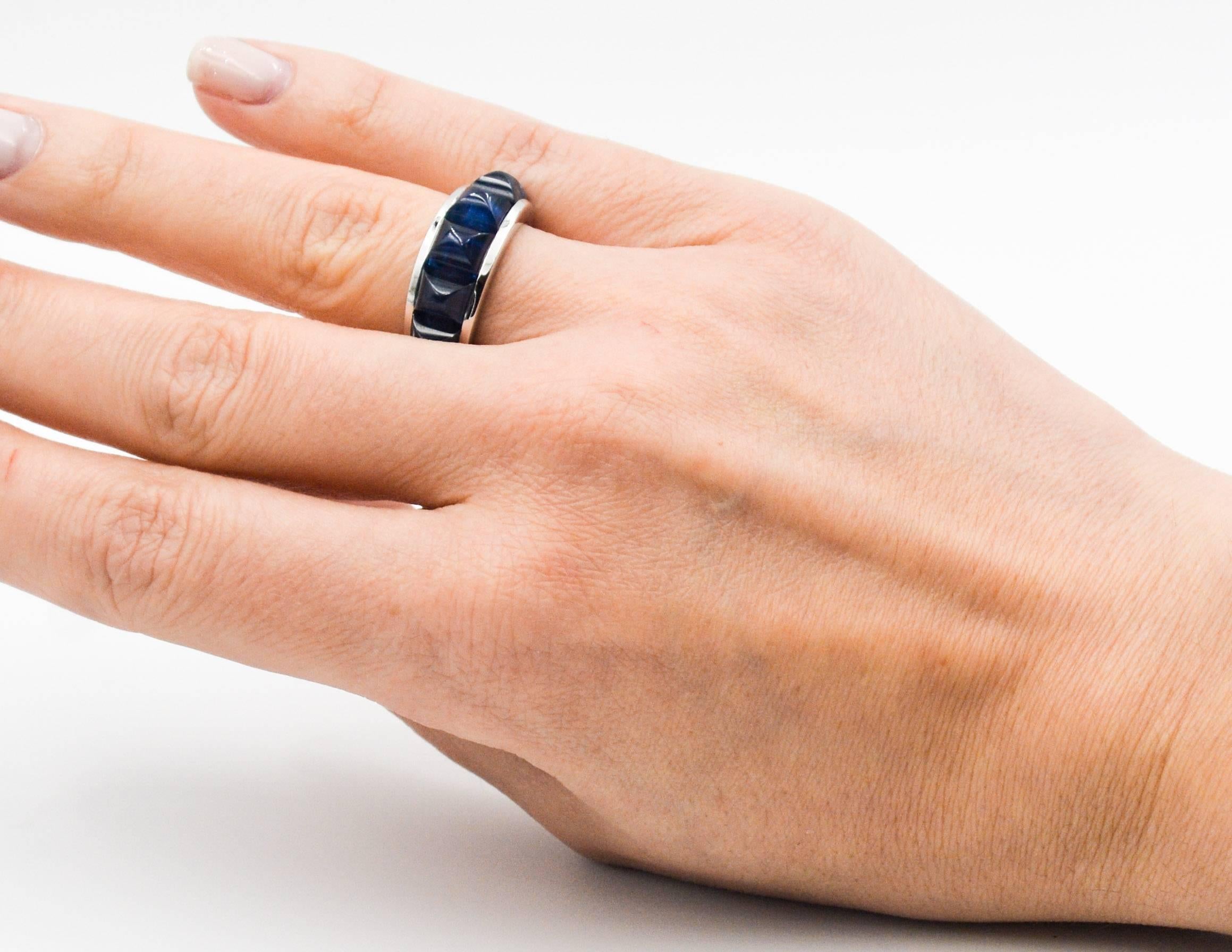 Women's Seaman Schepps Portofino Blue Sapphire White Gold Ring