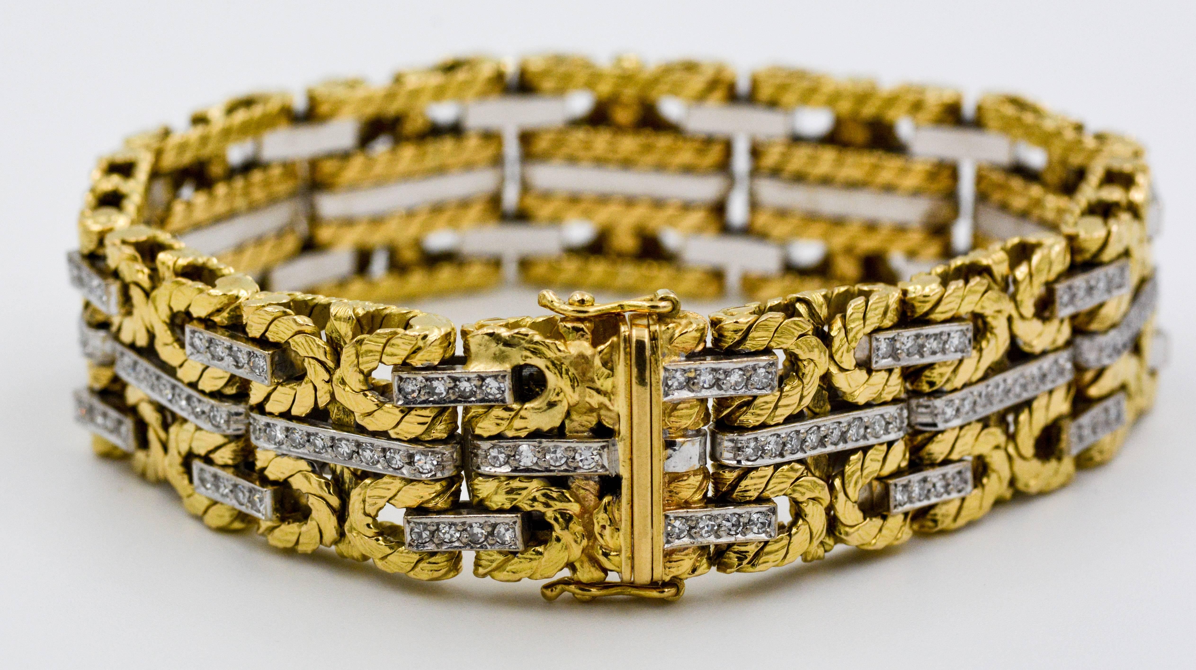 2.00 Carat Diamonds 18 Karat Gold Link Bracelet 3