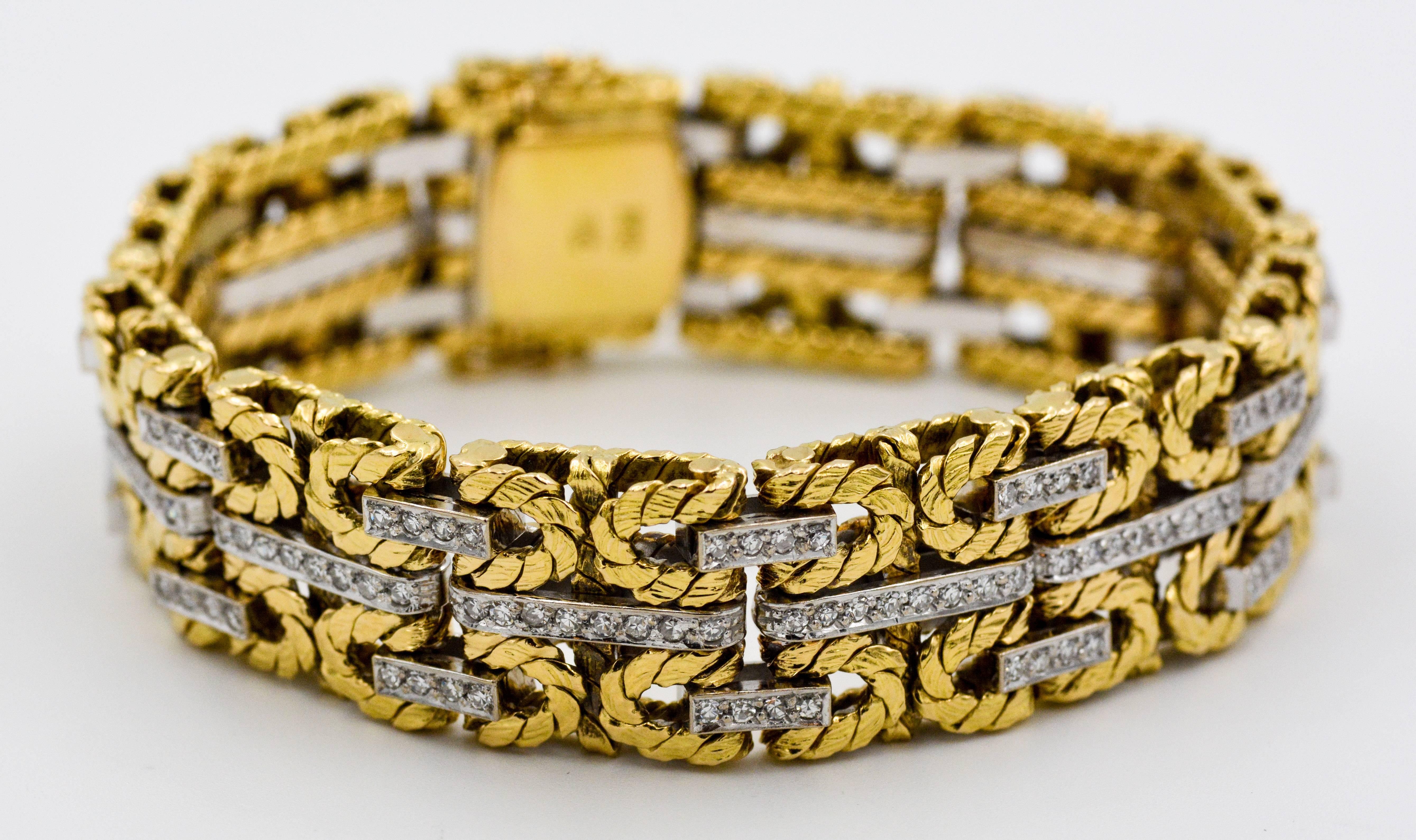 2.00 Carat Diamonds 18 Karat Gold Link Bracelet 4