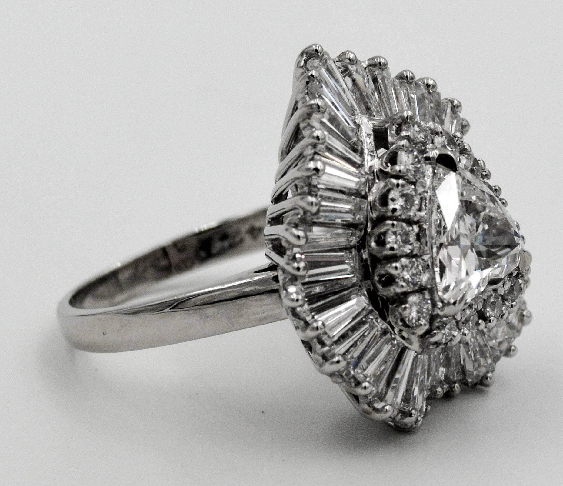 Modern Diamond Platinum Ring-Dant Ballerina Ring Pendant