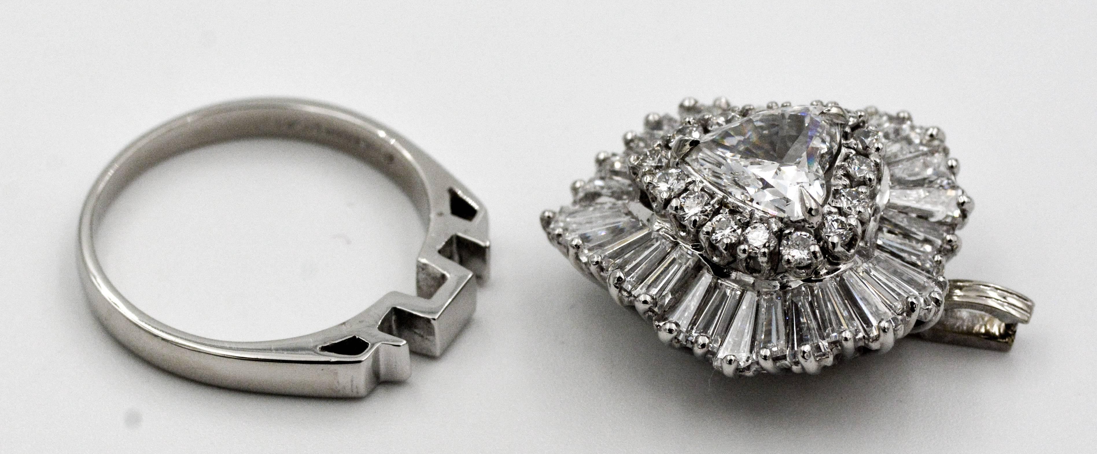 Women's Diamond Platinum Ring-Dant Ballerina Ring Pendant