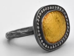 Lika Behar Reflections Diamond Silver Hammered Gold Ring