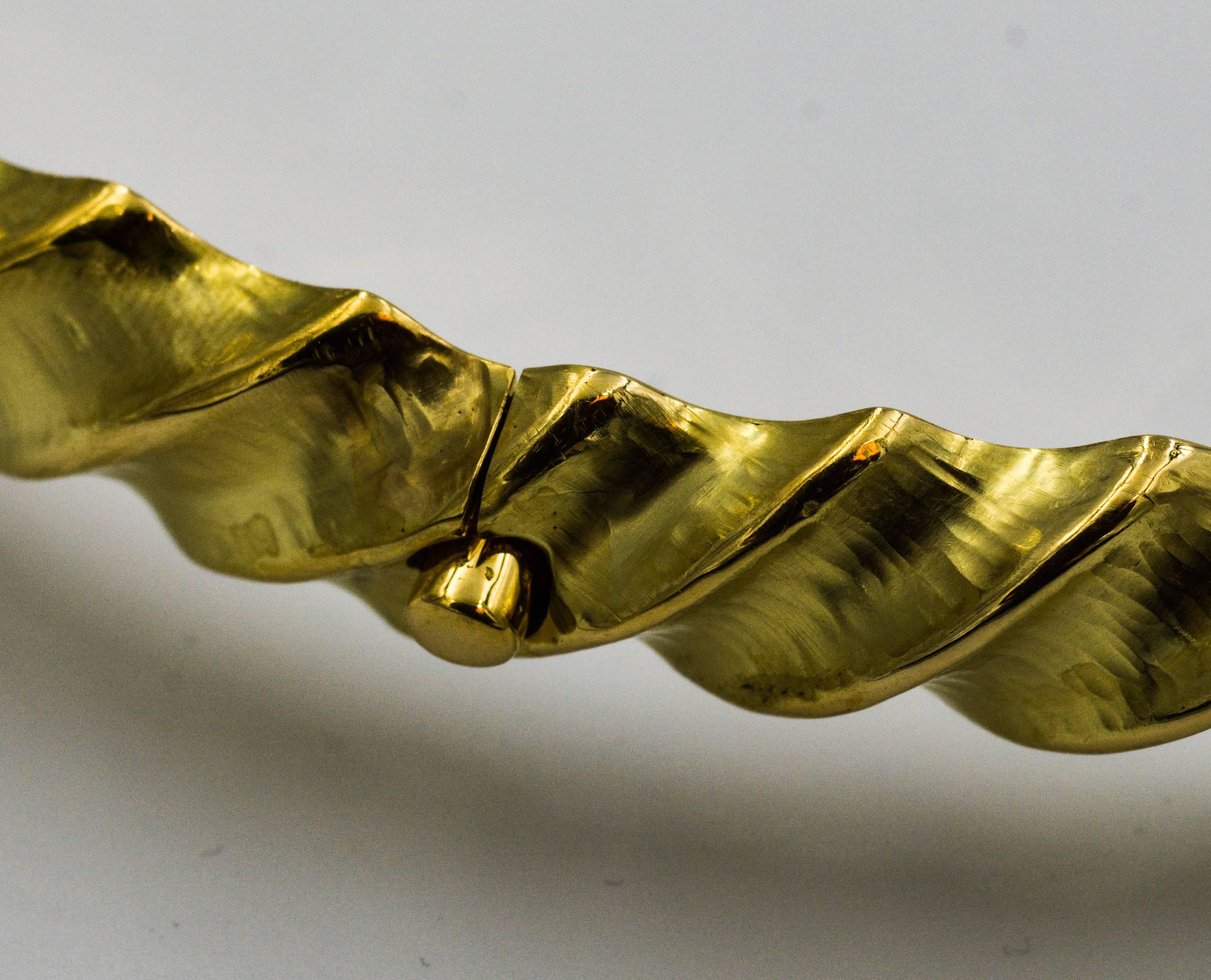 Hammered Finish 18 Karat Yellow Gold Twist Collar Necklace from Eiseman Jewels 1