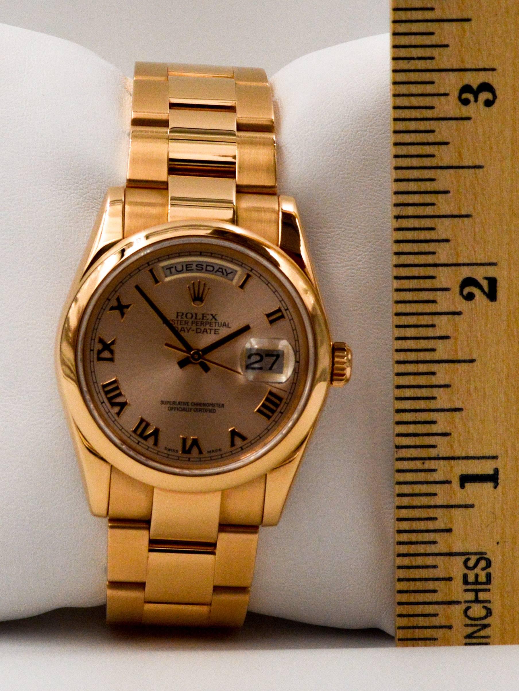 Rolex Rose Gold DayDate Oyster Bracelet Automatic Wristwatch, 2007 5