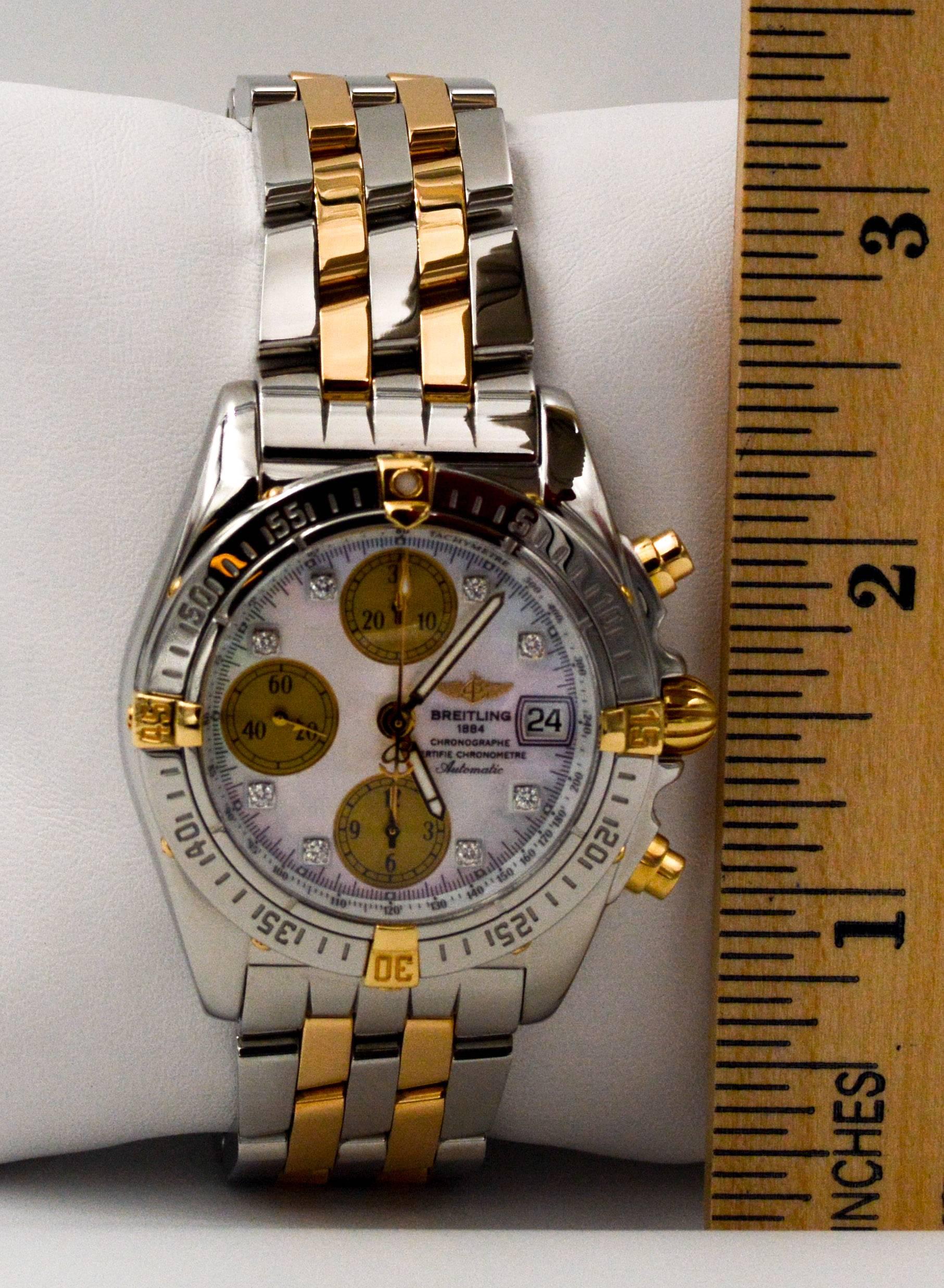 Breitling Yellow Gold Stainless Steel Chronomat Chronograph Automatic Wristwatch In Excellent Condition In Dallas, TX