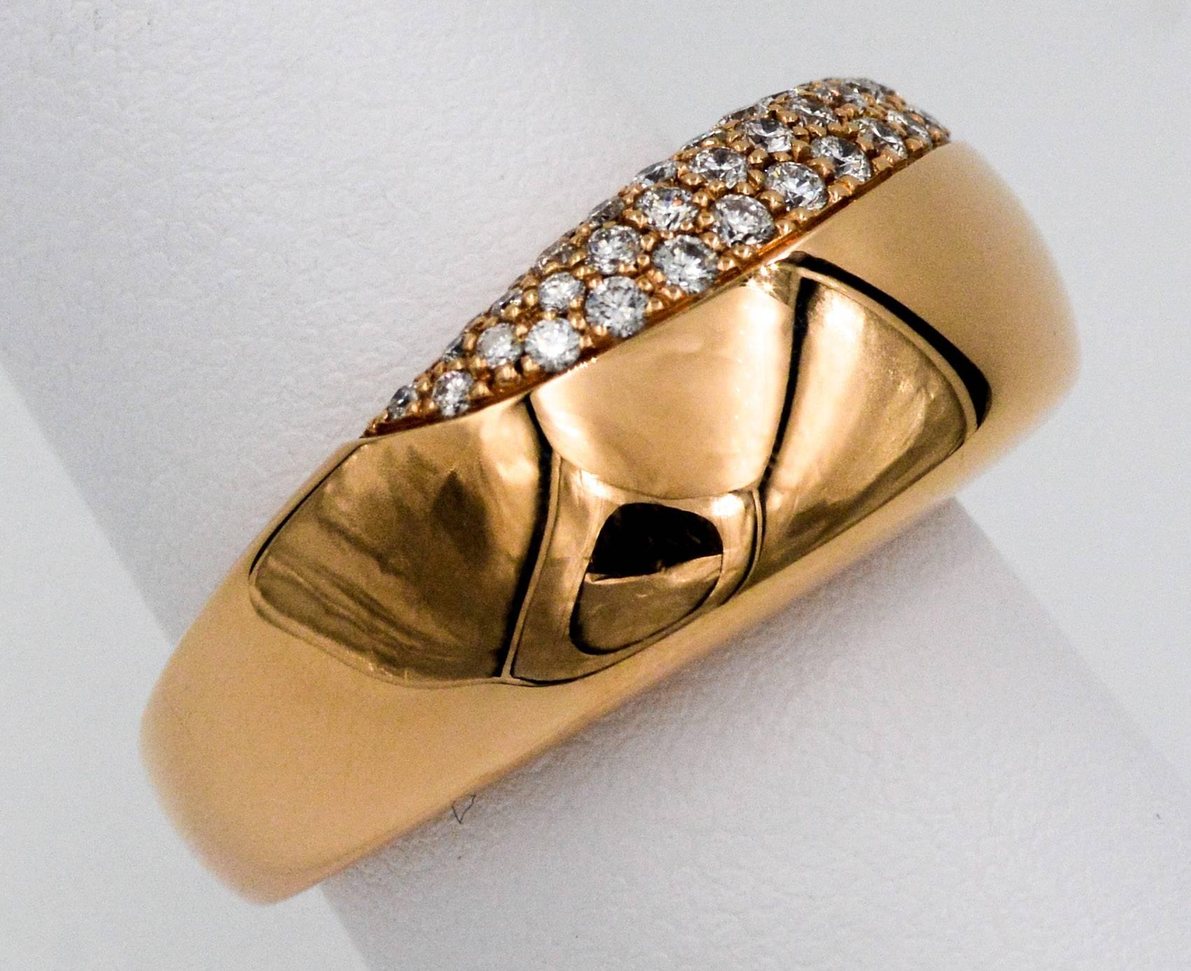 Women's Oramalia by Salvatore Barberi Pave Diamond Pink Gold Domed Ring