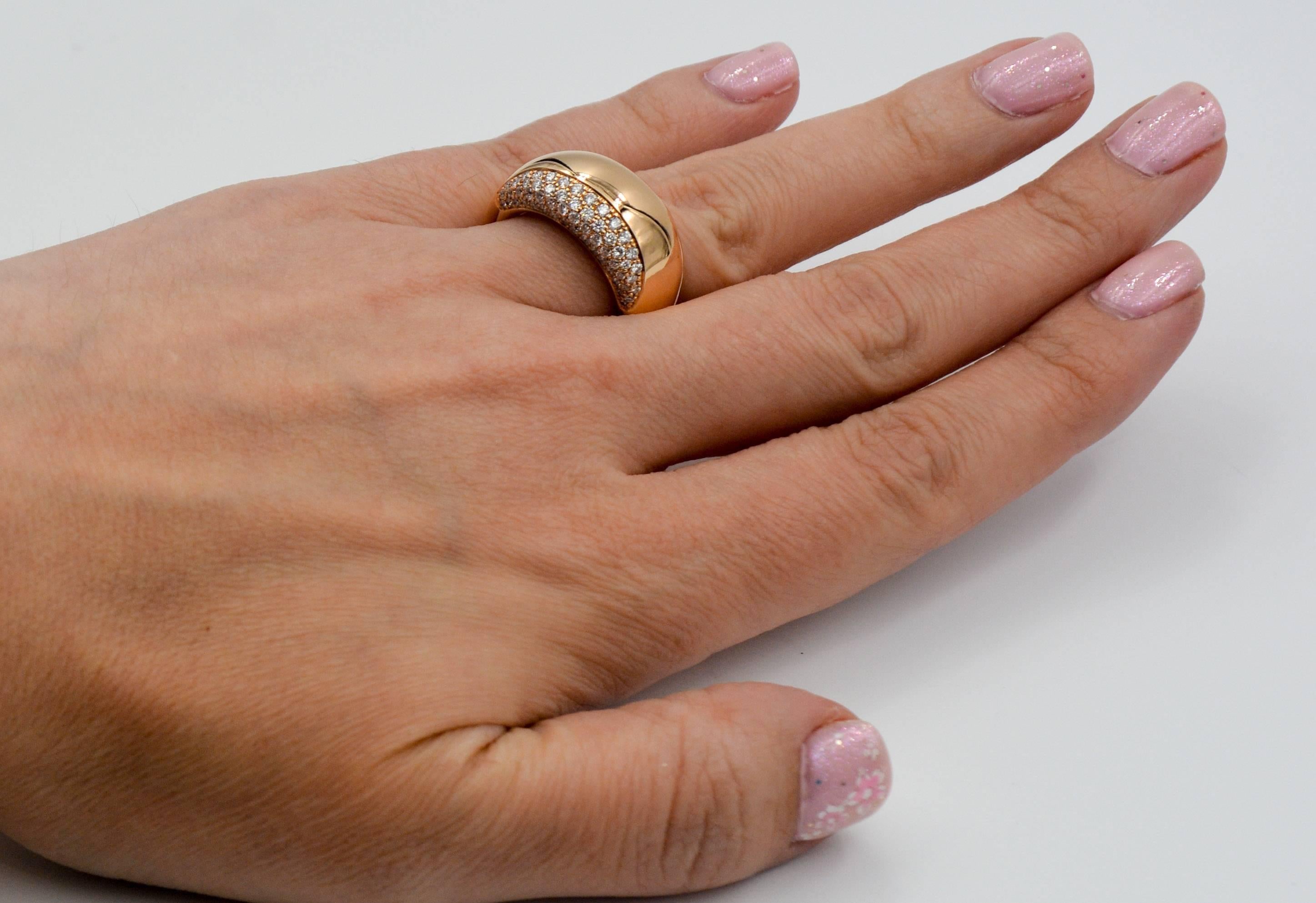 Oramalia by Salvatore Barberi Pave Diamond Pink Gold Domed Ring 2