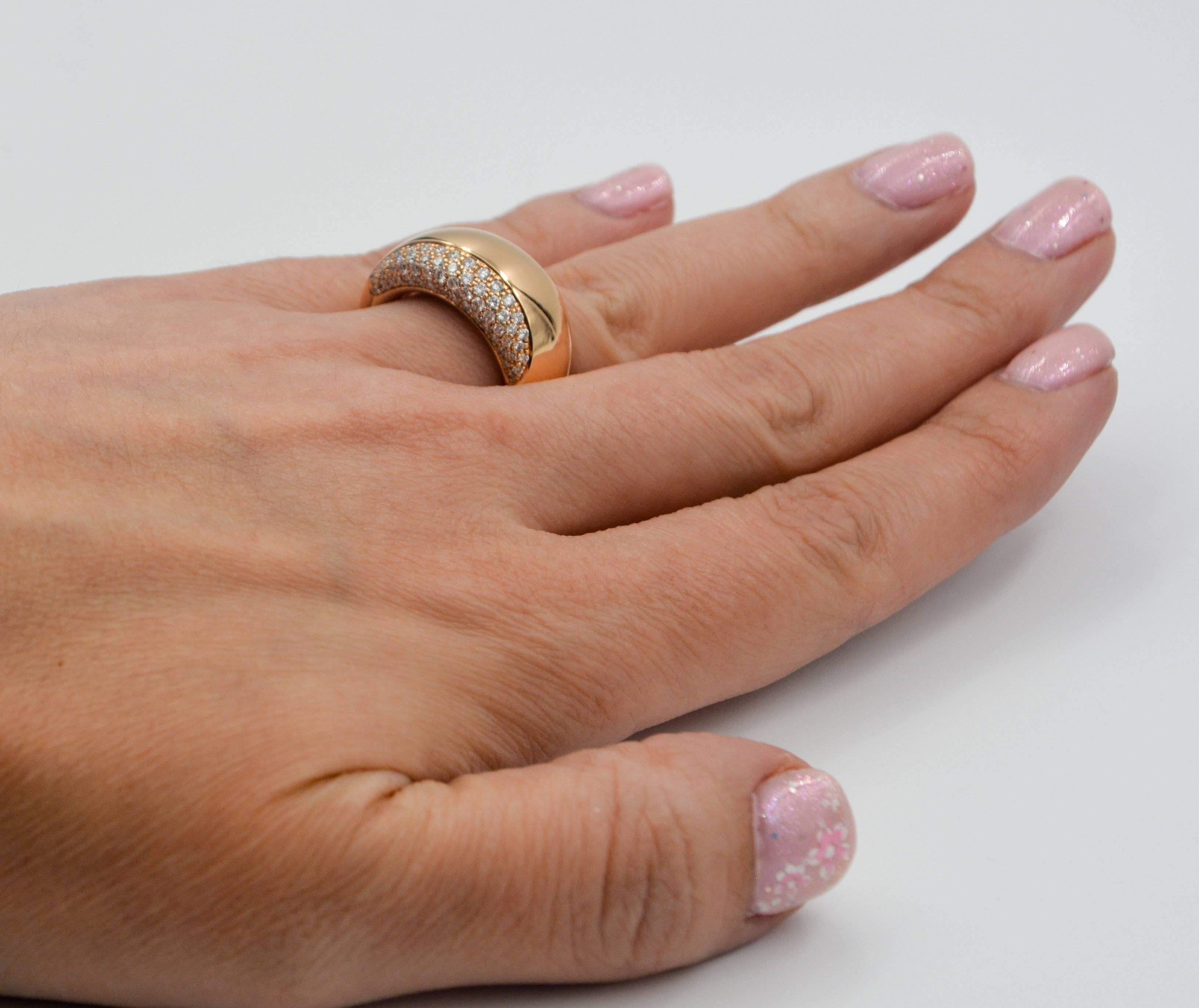 Oramalia by Salvatore Barberi Pave Diamond Pink Gold Domed Ring 3