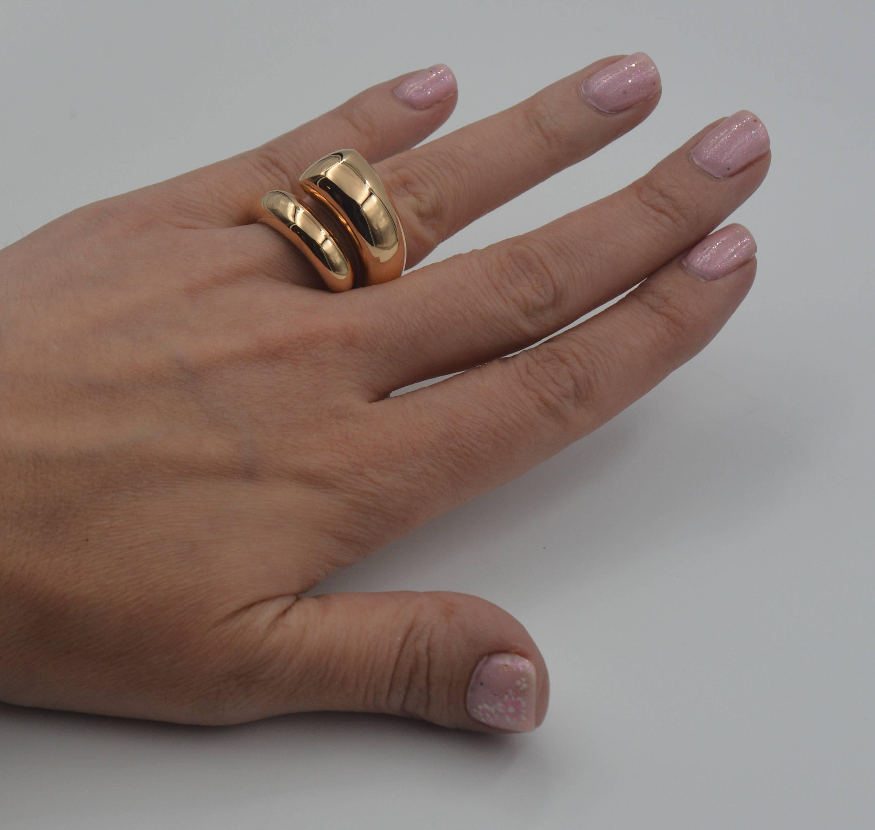 Oromalia Bypass Pink Gold High Domed Ring  1