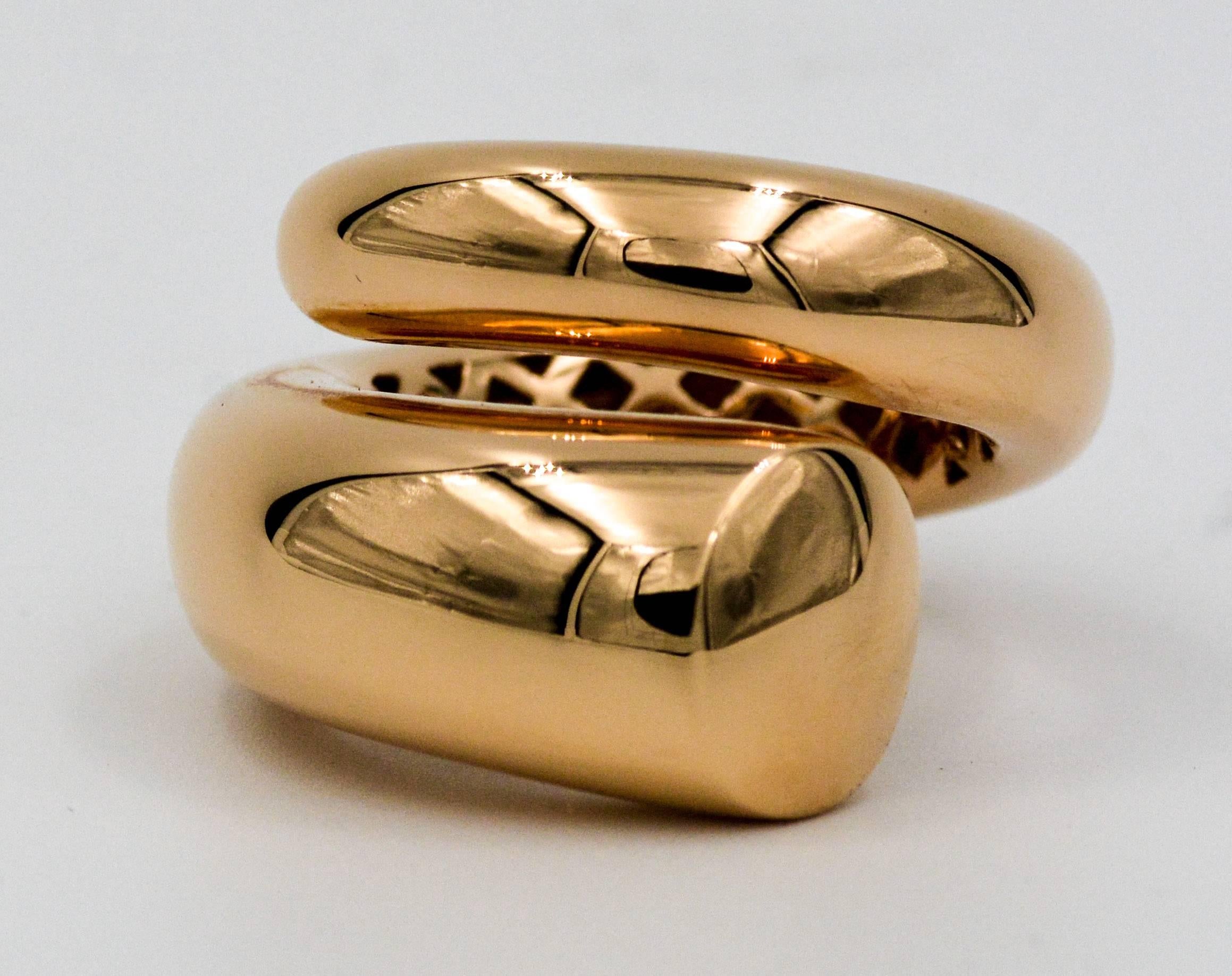 Modern Oromalia Bypass Pink Gold High Domed Ring 