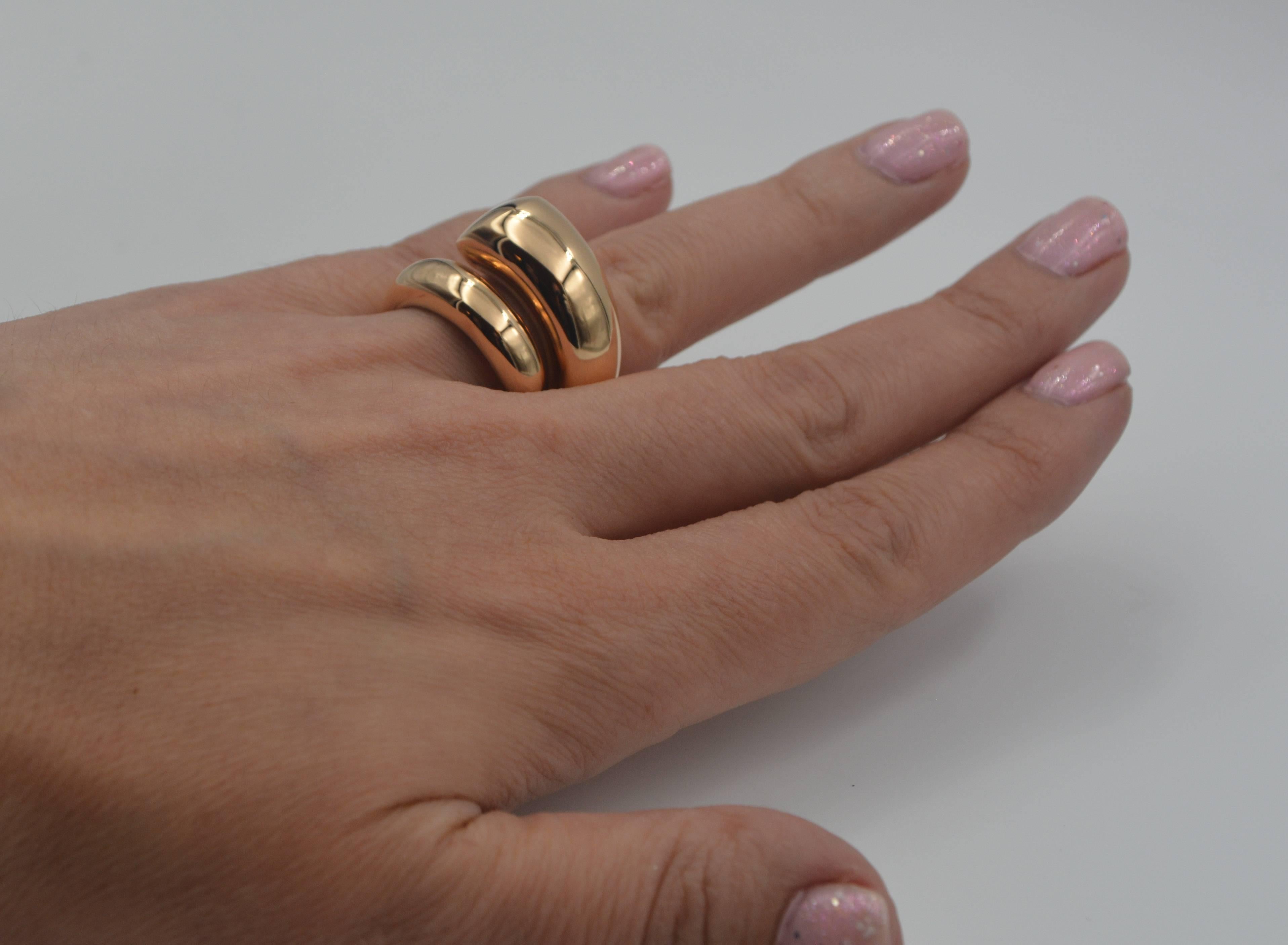 Oromalia Bypass Pink Gold High Domed Ring  2
