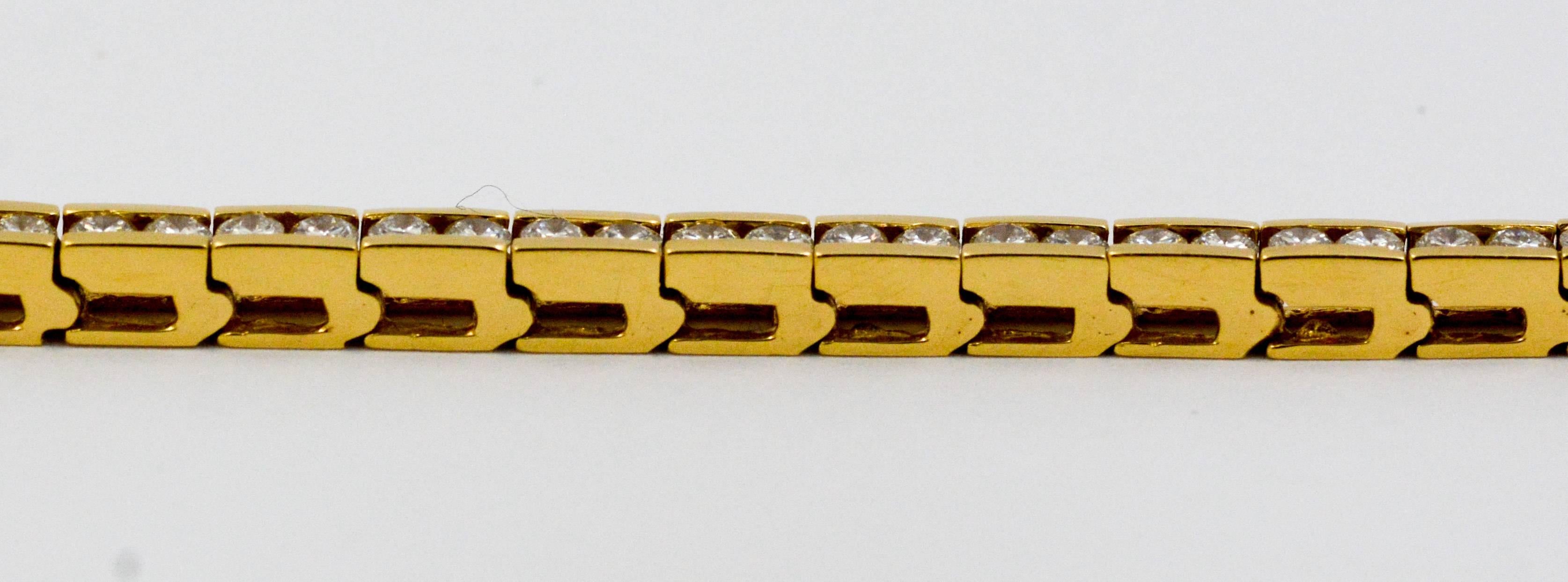 Women's Classic Diamond Gold Channel Line Bracelet