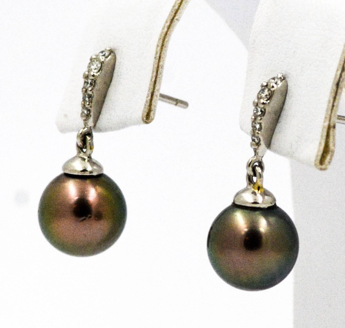 Modern Cultured Black Pearl Drop Earrings