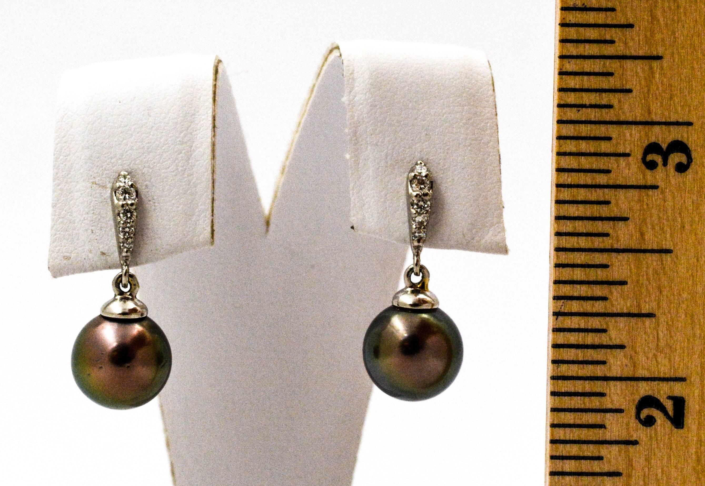 Women's Cultured Black Pearl Drop Earrings