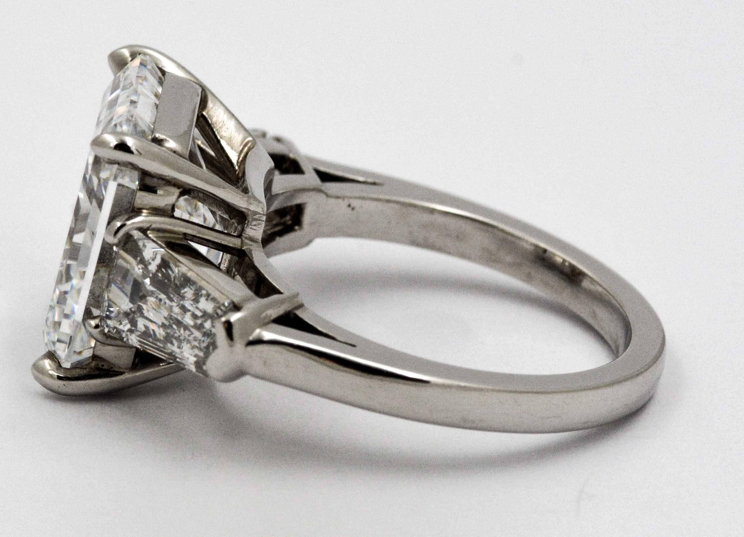Modern 8.02 Carat Emerald Cut Diamond Platinum Engagement Ring