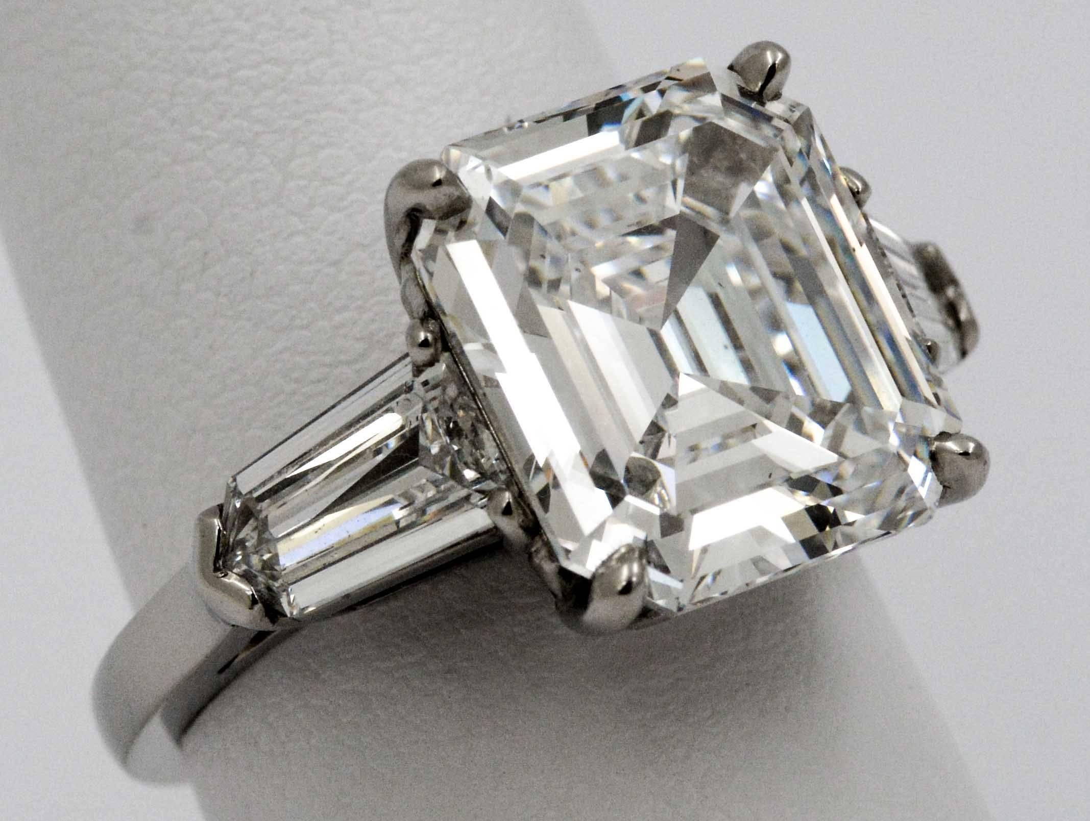 Women's 8.02 Carat Emerald Cut Diamond Platinum Engagement Ring