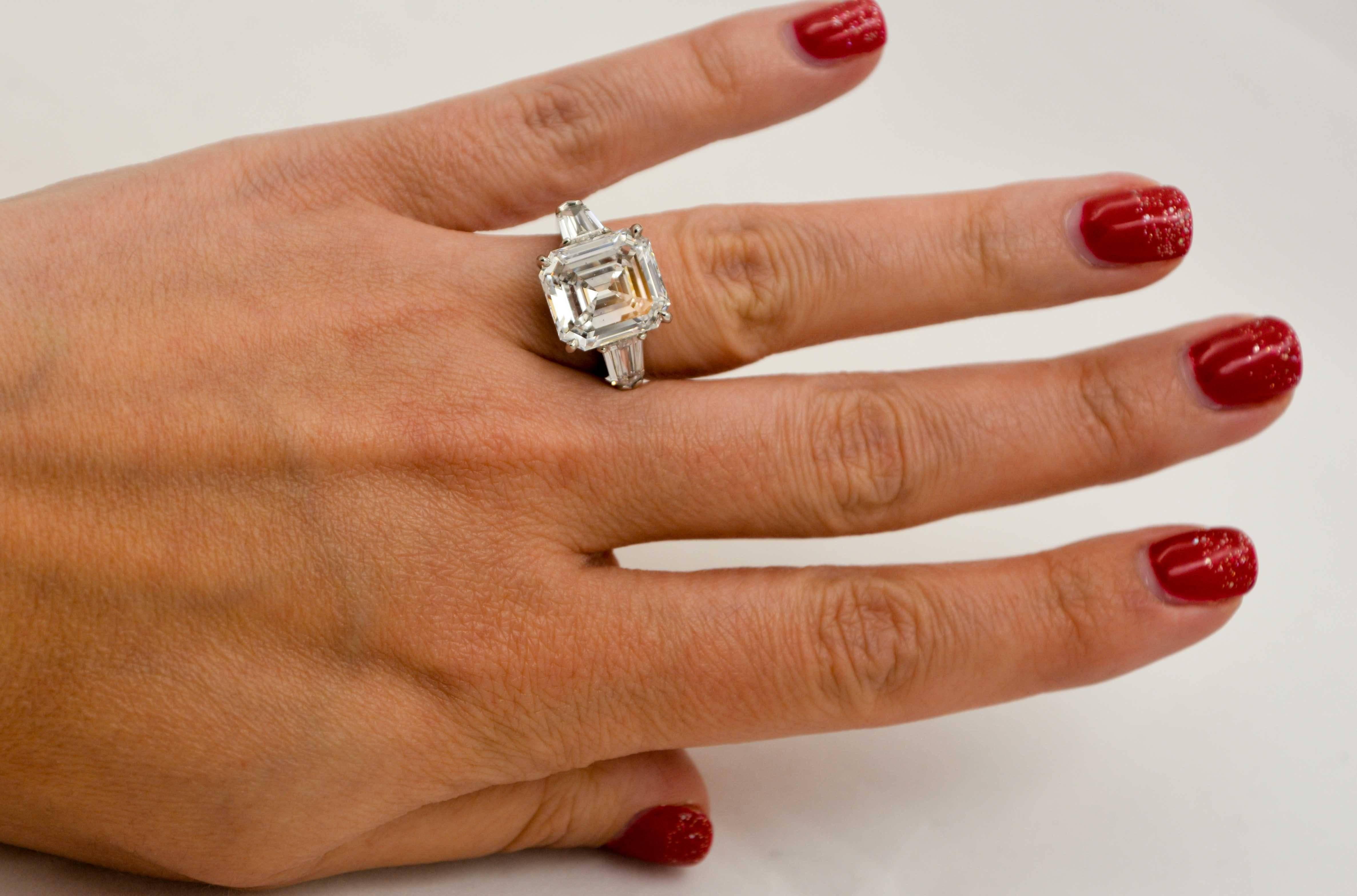 8.02 Carat Emerald Cut Diamond Platinum Engagement Ring 2