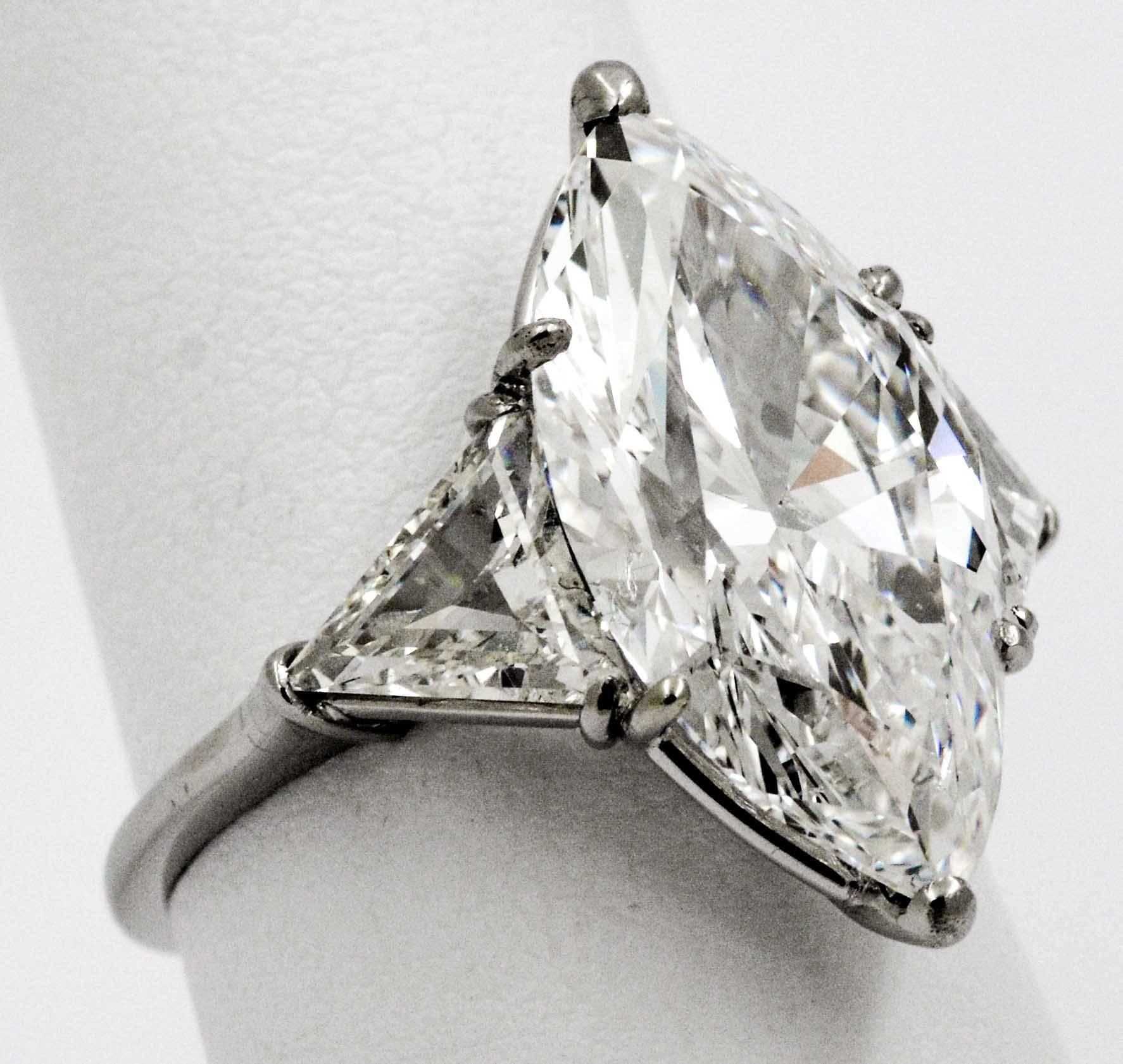 7.04 ct Marquise Diamond and Platinum Engagement Ring 3