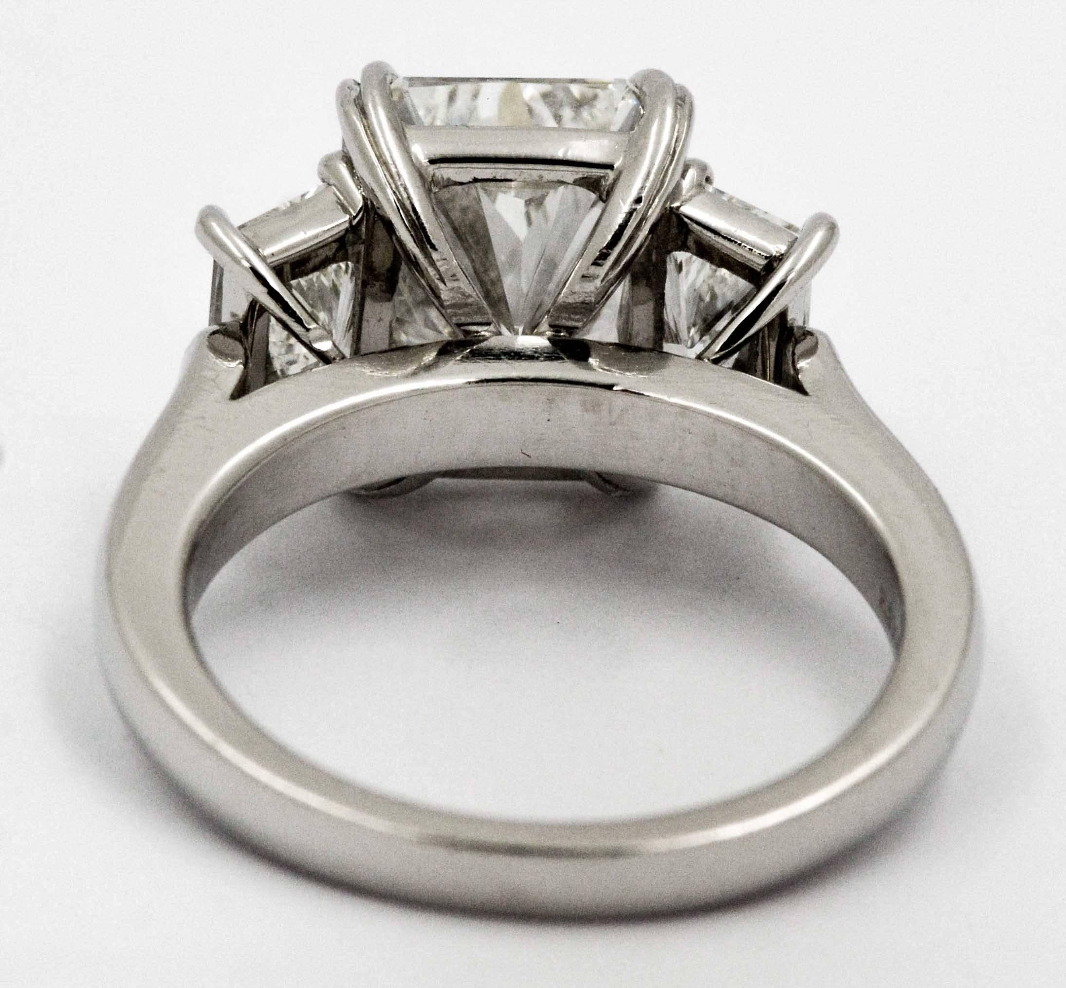 Modern 4.05 Carat Radiant Cut Diamond Platinum Engagement Ring