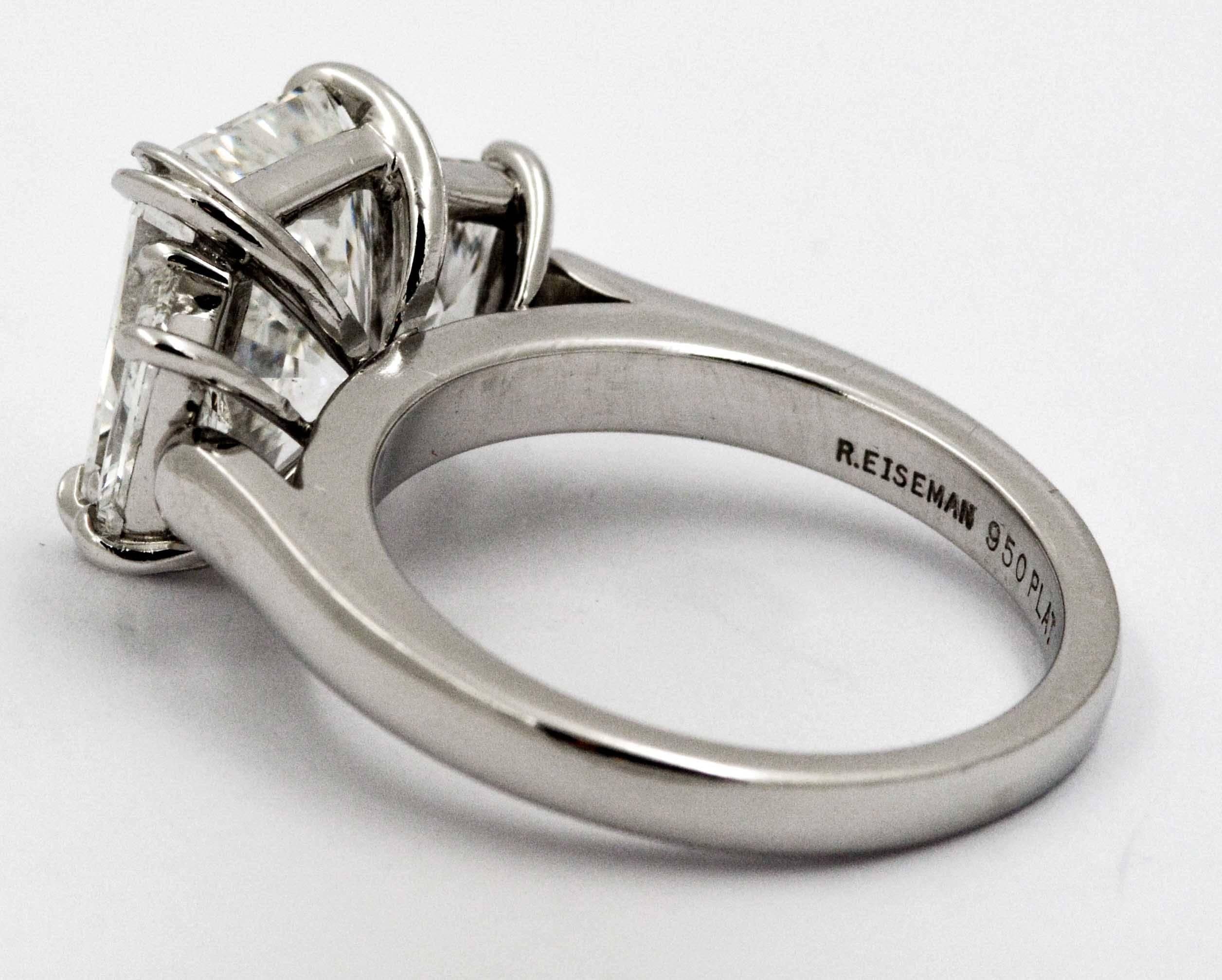 4.05 Carat Radiant Cut Diamond Platinum Engagement Ring In Excellent Condition In Dallas, TX