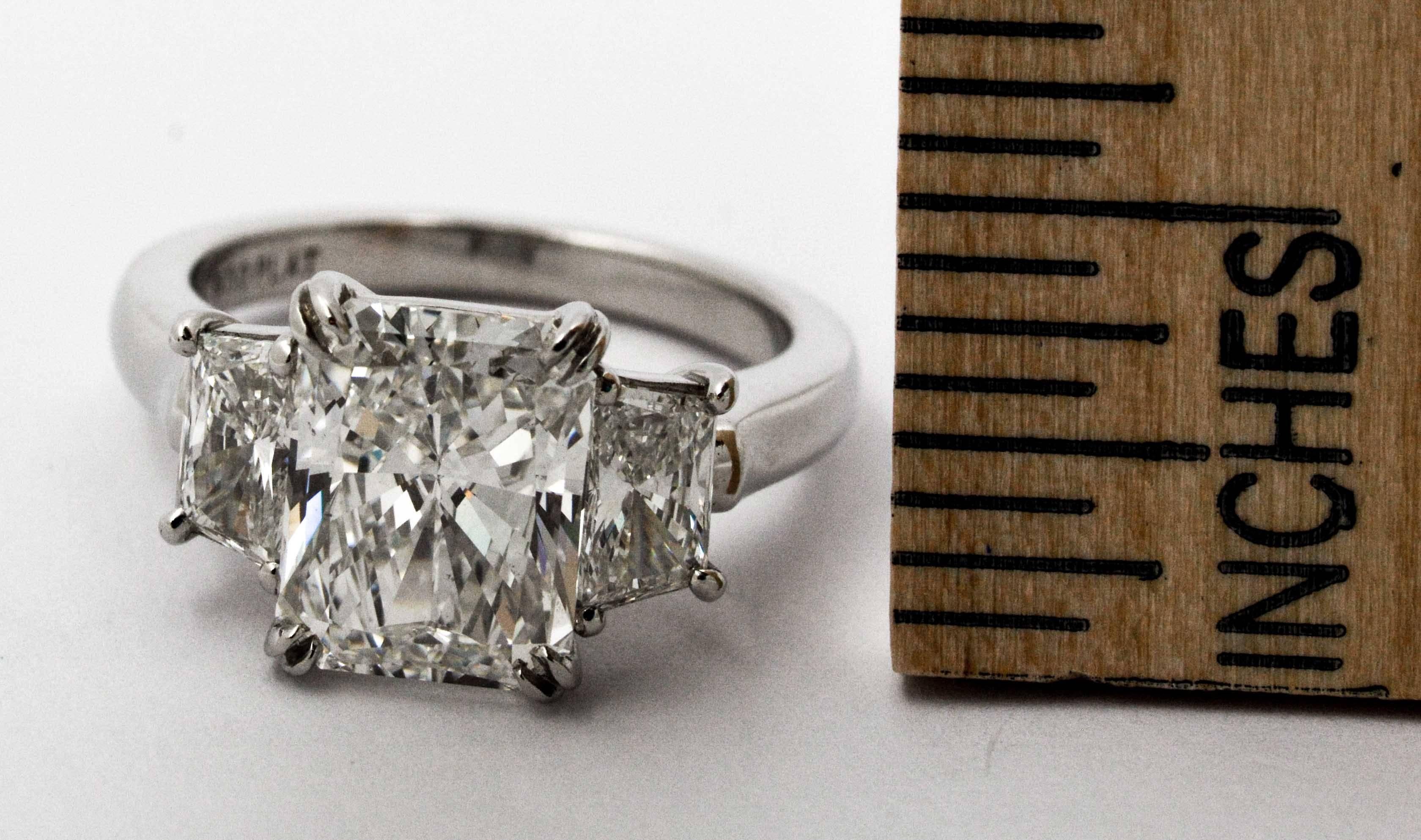 4.05 Carat Radiant Cut Diamond Platinum Engagement Ring 1